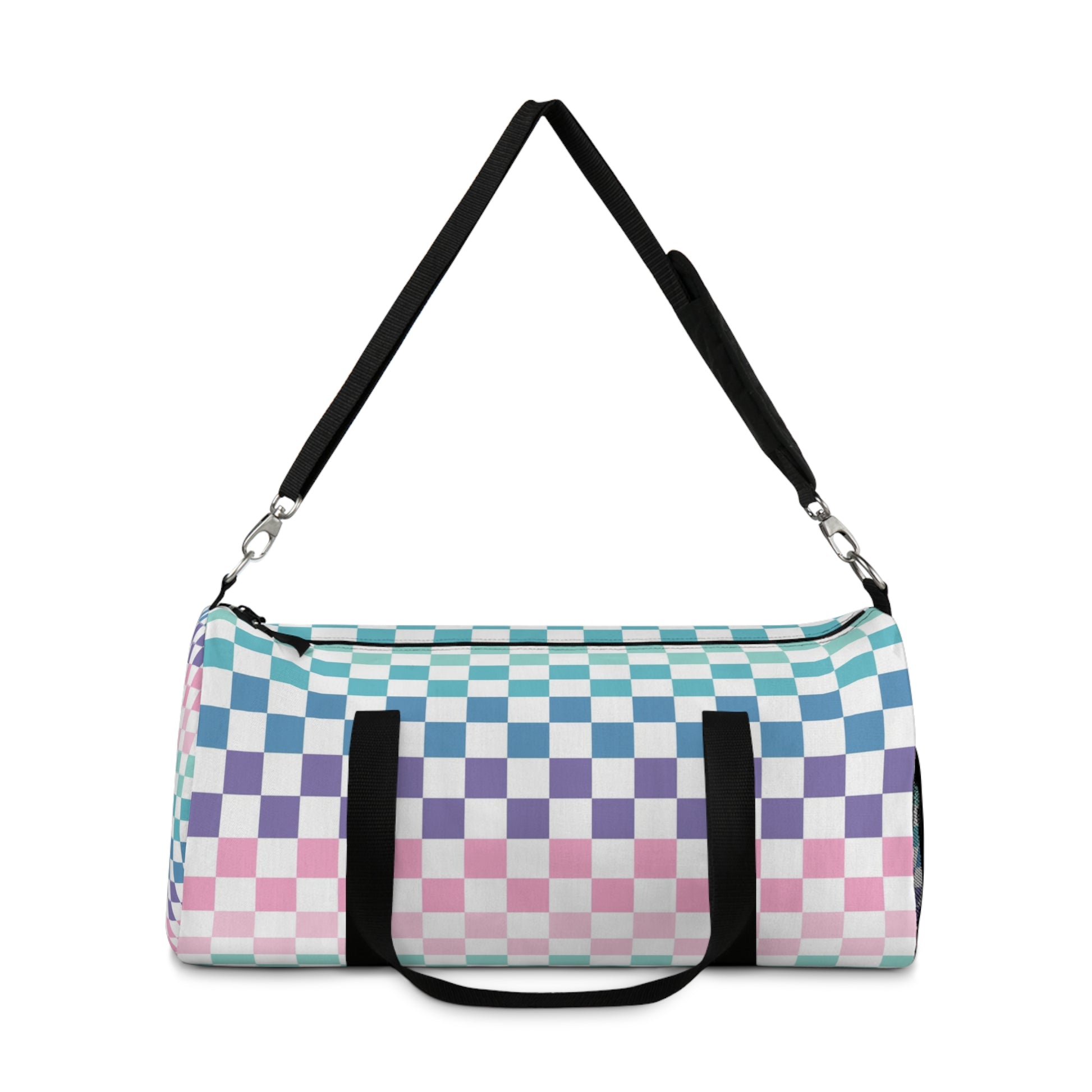 Vaporwave Rainbow  Checkerboard Multi-Color Duffel Bag, Artsulli - Art is Long, Life is Short, Bags, , , , , , , 