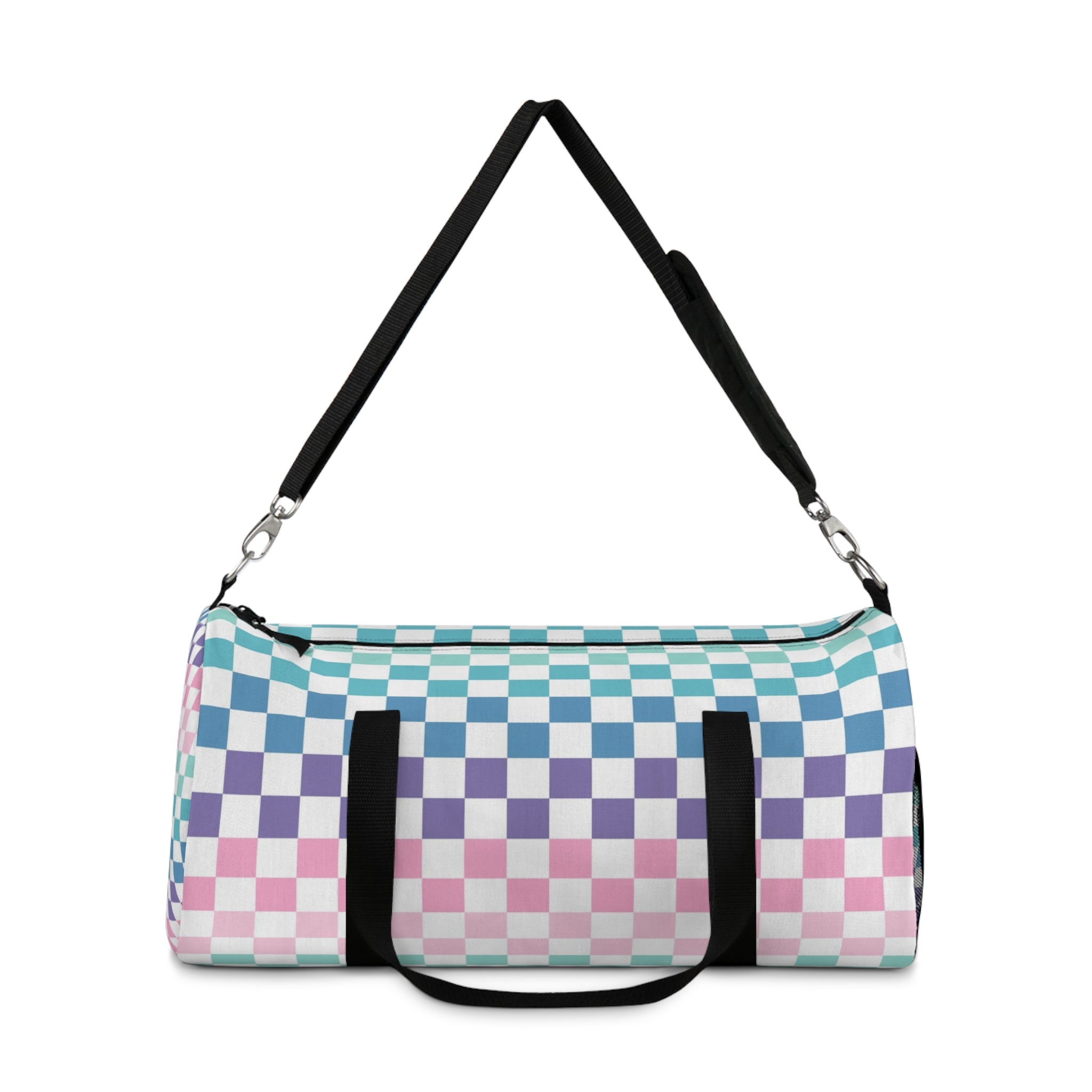 Vaporwave Rainbow  Checkerboard Multi-Color Duffel Bag, Artsulli - Art is Long, Life is Short, Bags, , , , , , , 
