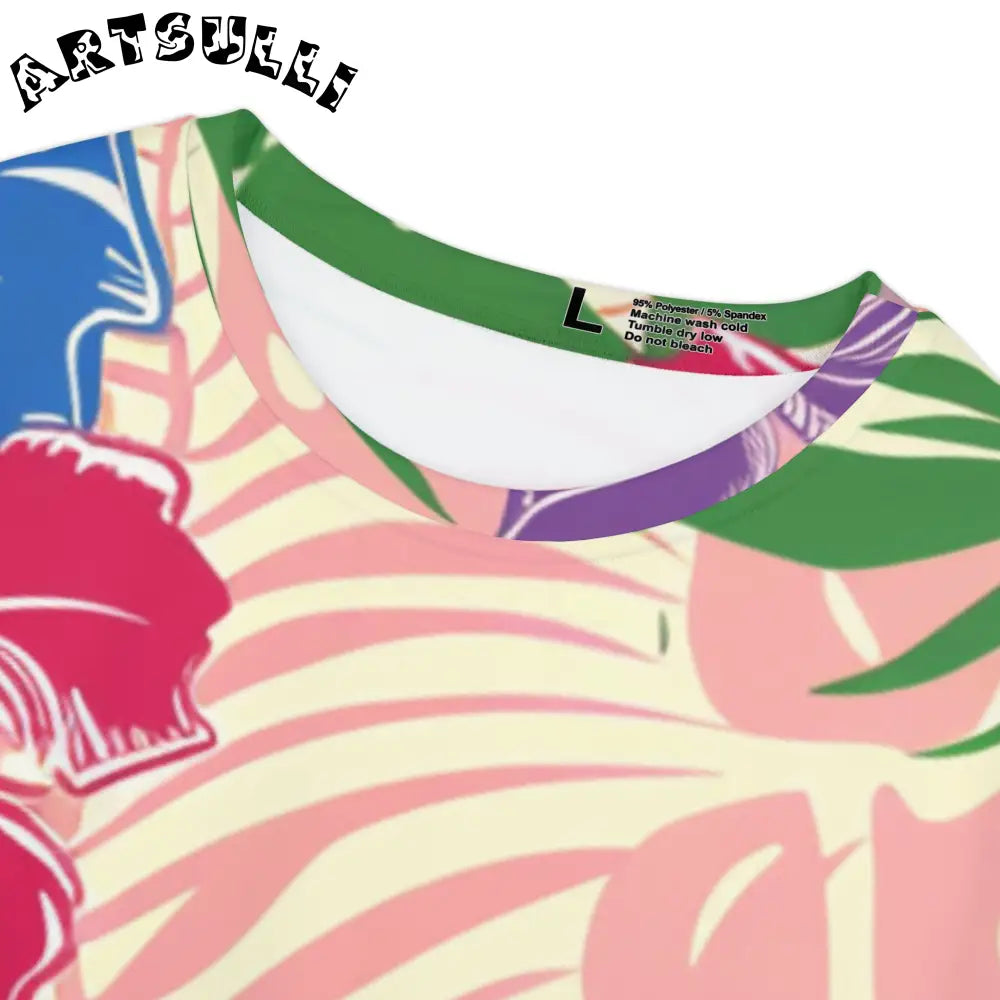 JAKKOUTTHEBXX Colorful Tropical Floral and Leaf Print T-Shirt 2025
