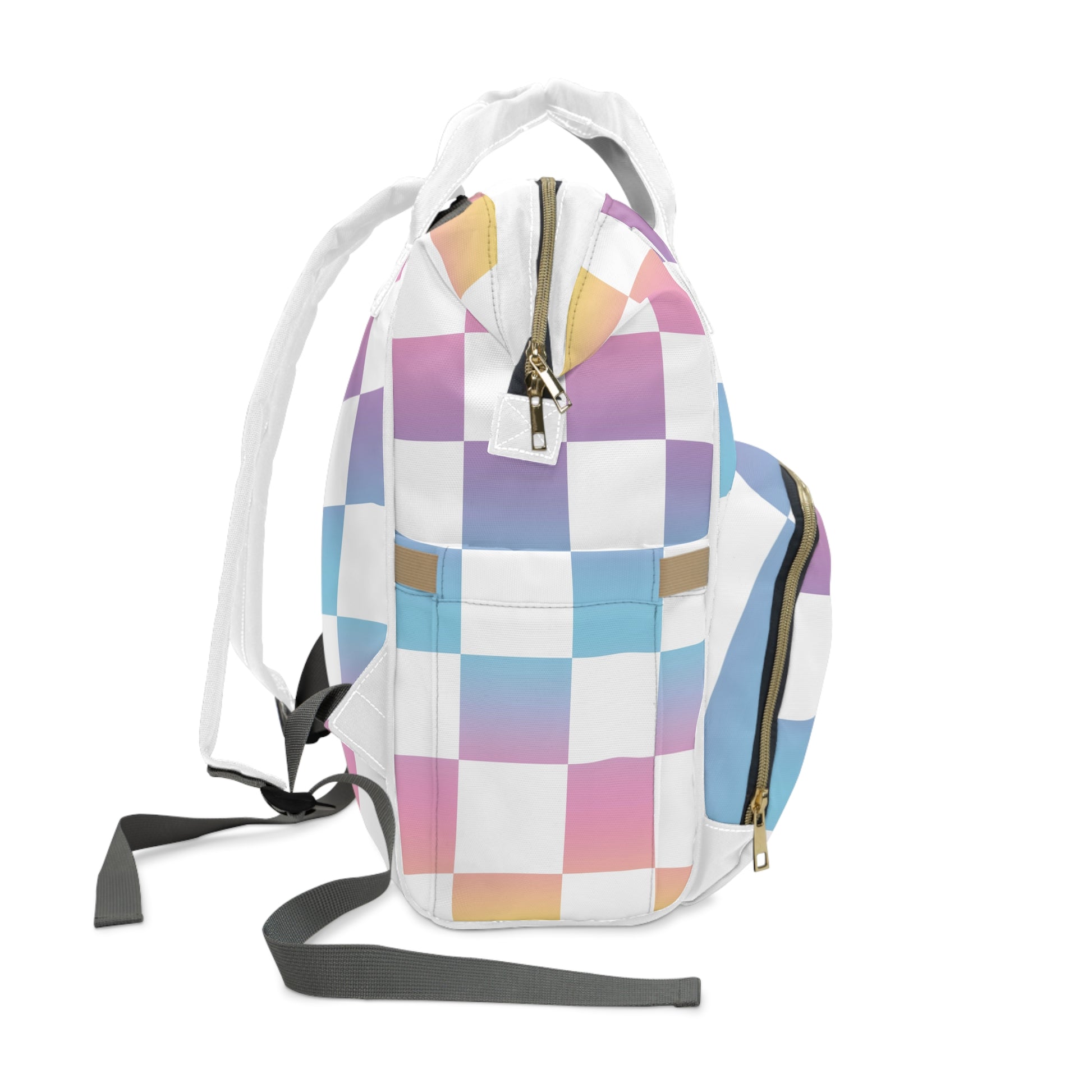 Vaporwave Check Multifunctional Diaper Backpack, Artsulli - Art is Long, Life is Short, Bags, , , , , , , 