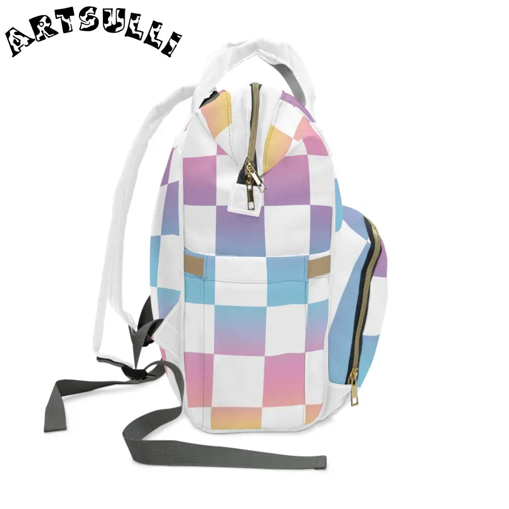 JAKKOUTTHEBXX Vaporwave Check Multifunctional Diaper Backpack