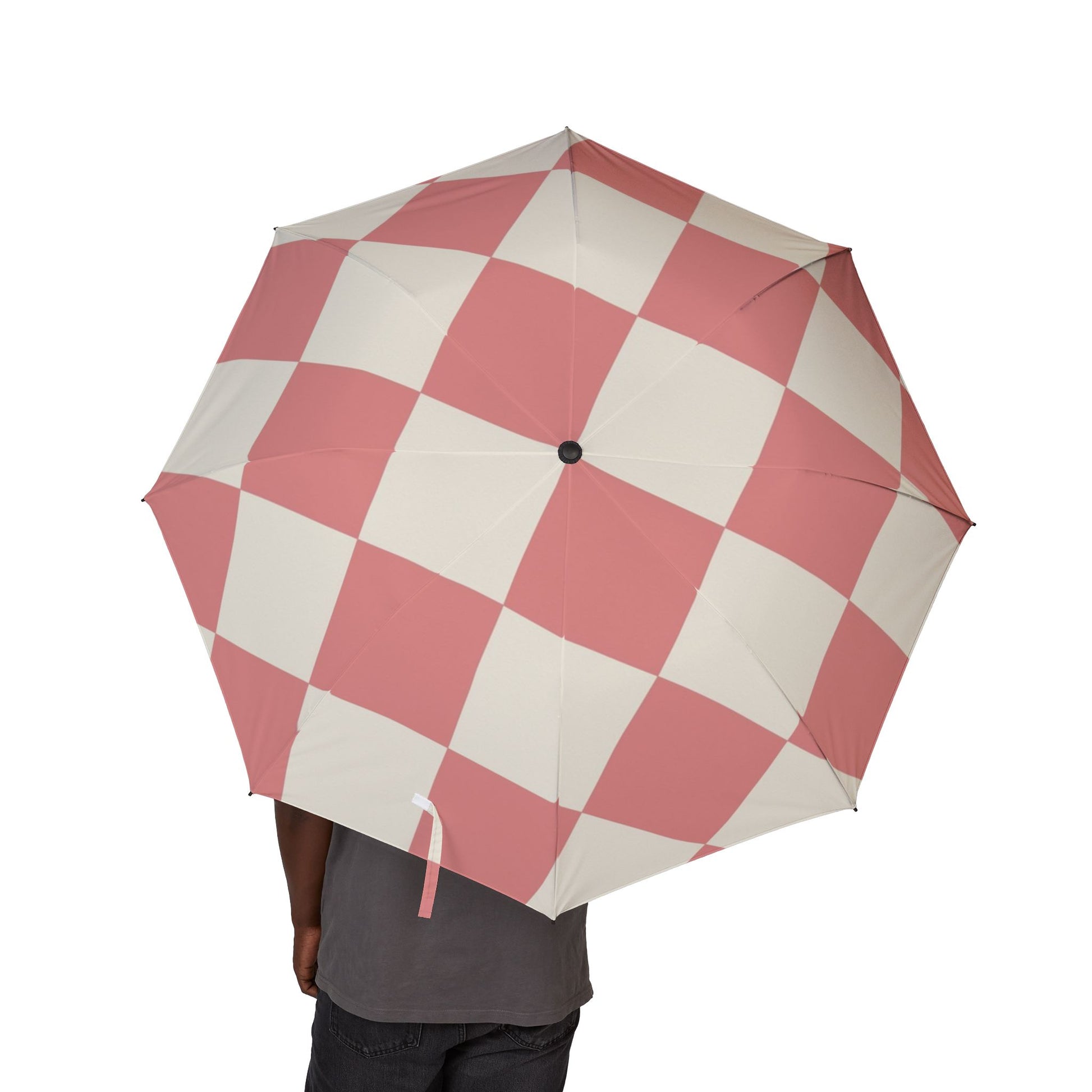 Retro Checkered Grassland Sprites Semi-Automatic Foldable Umbrella, Artsulli - Art is Long, Life is Short, Accessories, , , , , , , 