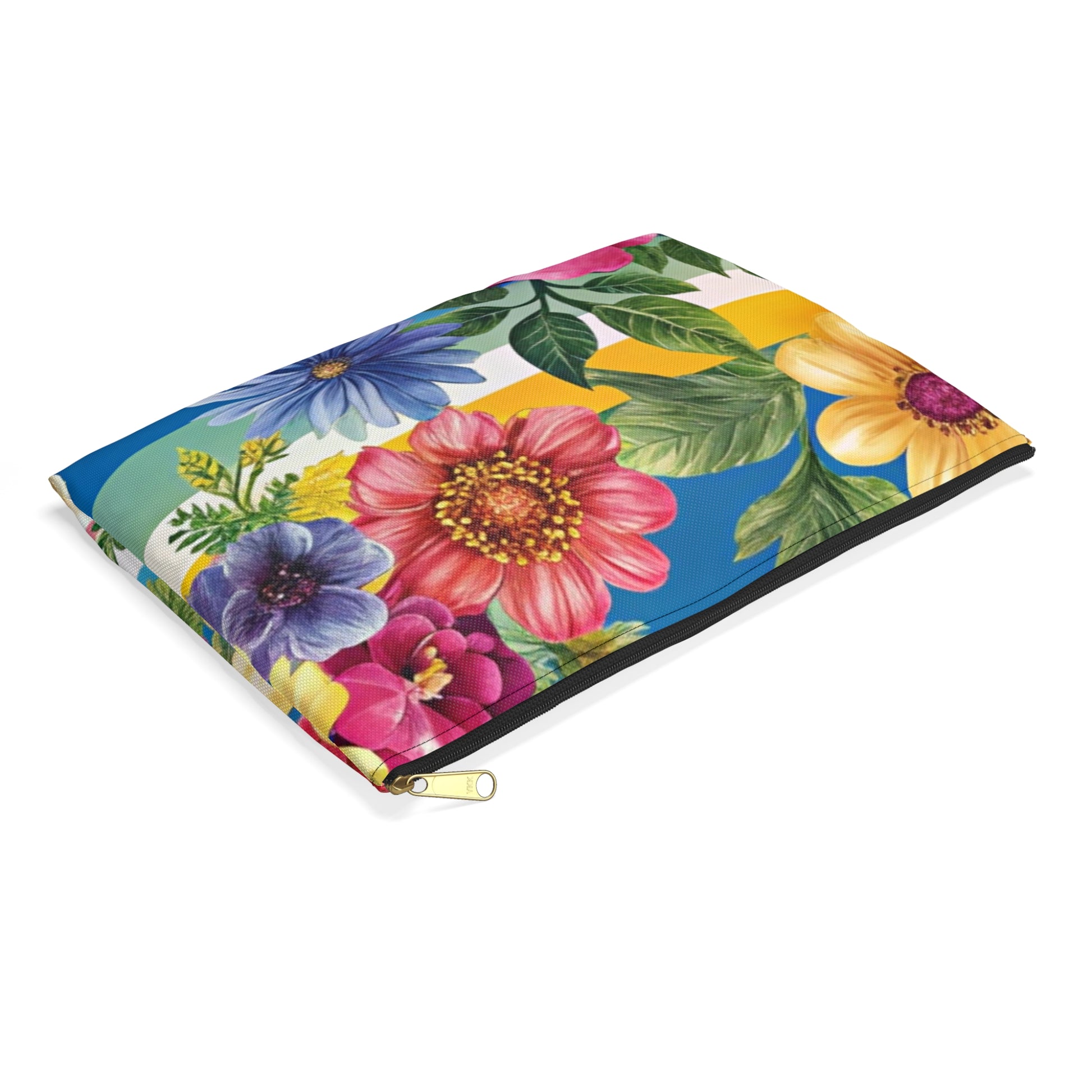 Floral Stripe 4K Accessory Pouch, Artsulli - Art is Long, Life is Short, Bags, , , , , , , 