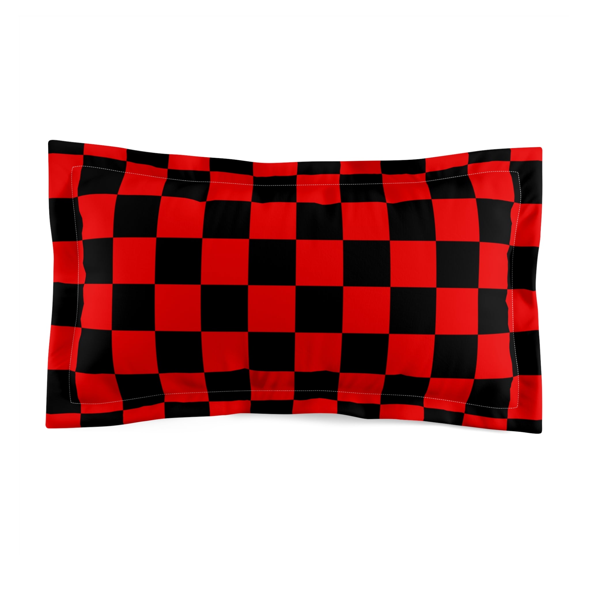 Checkerboard Red and Black Microfiber Pillow Sham, Artsulli - Art is Long, Life is Short, Home Decor, Size, King, , , , , 18445766287945237936