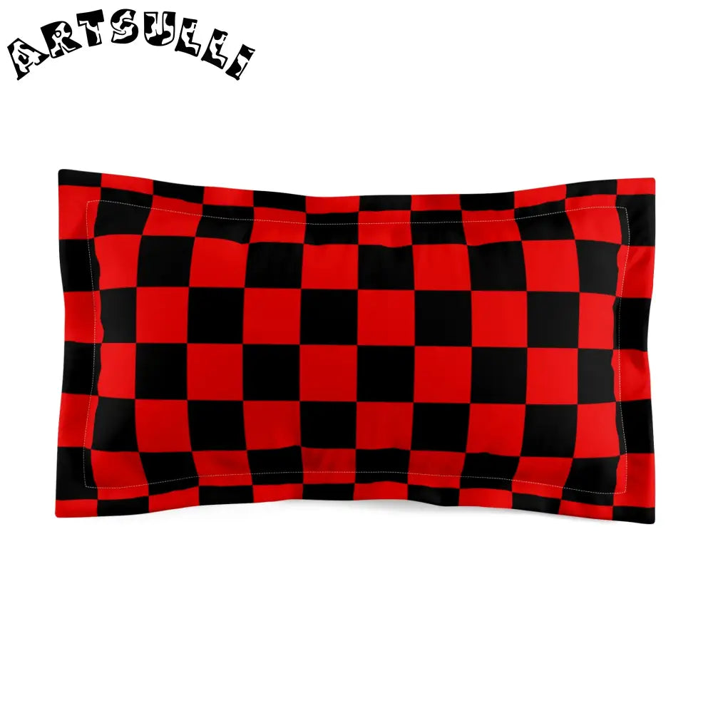 JAKKOUTTHEBXX Checkerboard Red and Black Microfiber Pillow Sham