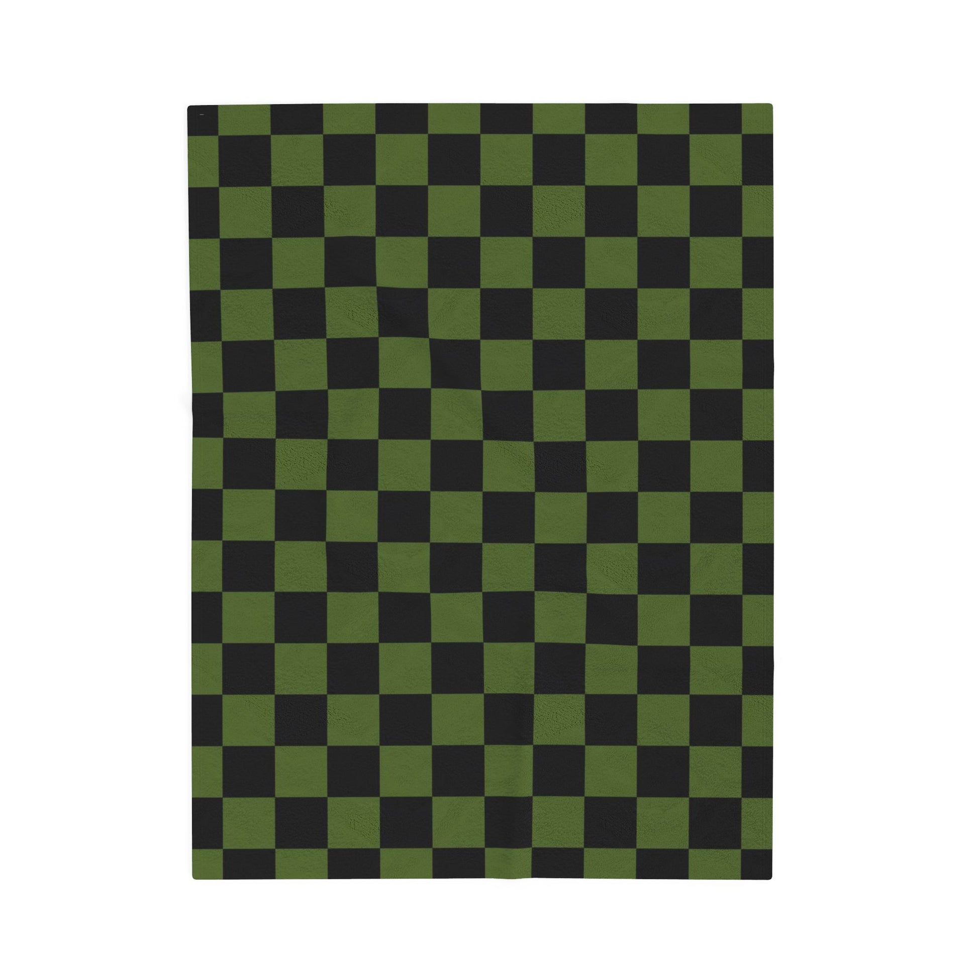 Checkerboard Olive Green and Black Velveteen Plush Blanket, Artsulli - Art is Long, Life is Short, All Over Prints, Size, 30" × 40", , , , , 32042749209993452179