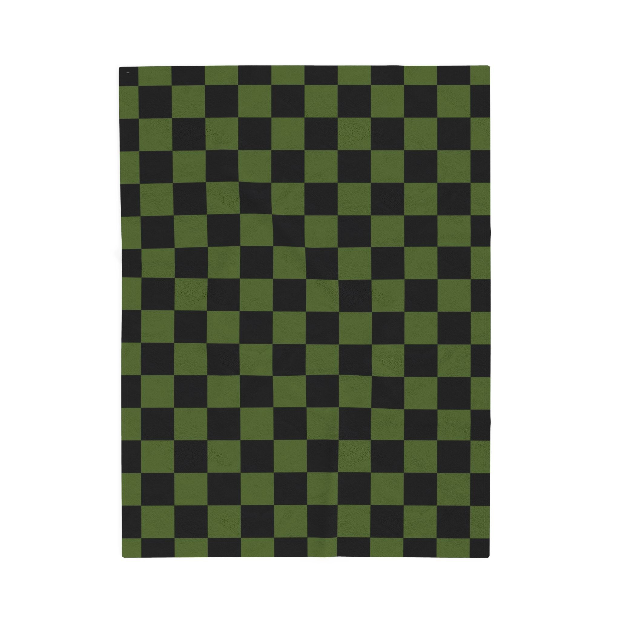 Checkerboard Olive Green and Black Velveteen Plush Blanket, Artsulli - Art is Long, Life is Short, All Over Prints, Size, 30" × 40", , , , , 32042749209993452179
