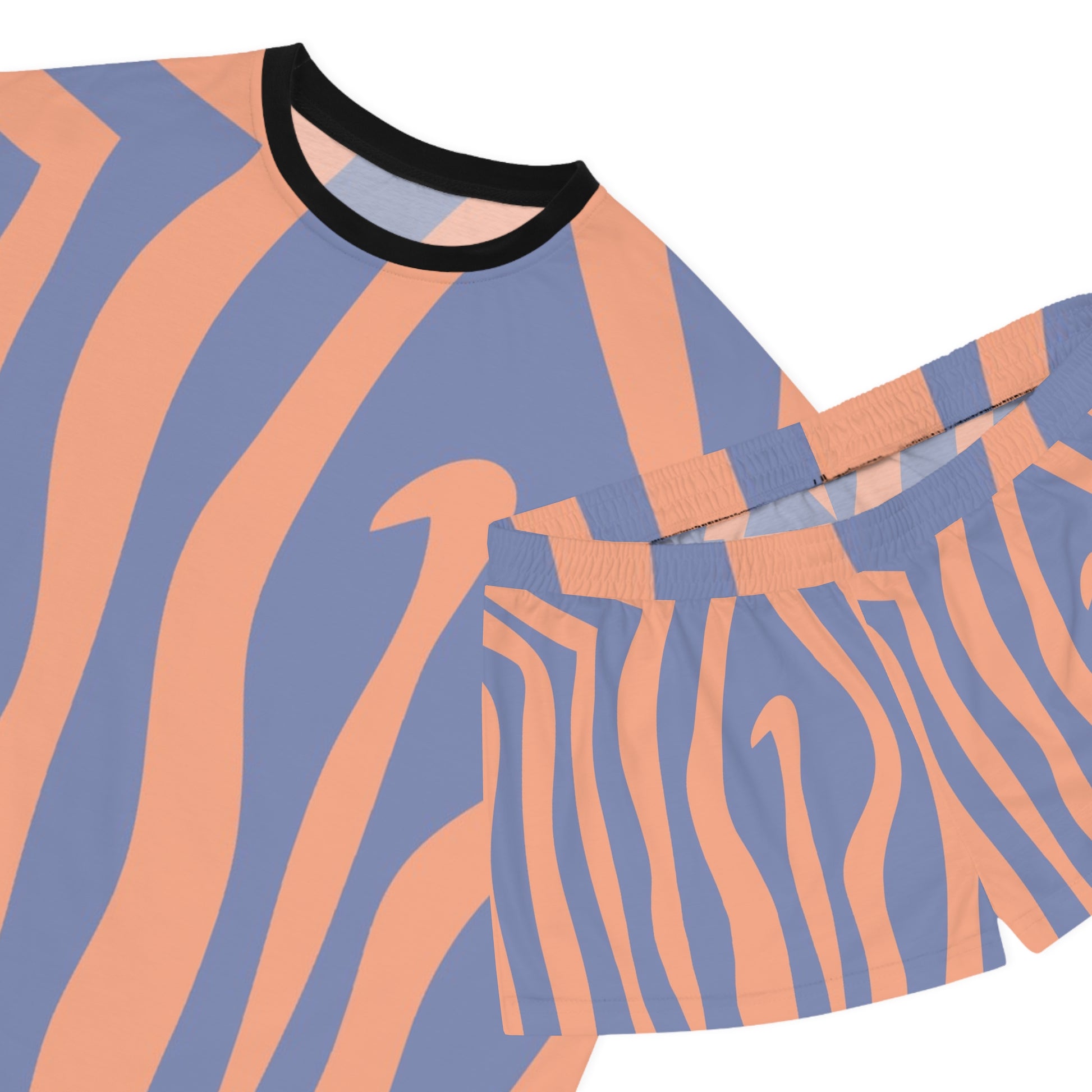 Melting Zebra Stripes Women's Short Pajama Set (AOP), Artsulli - Art is Long, Life is Short, All Over Prints, , , , , , , 