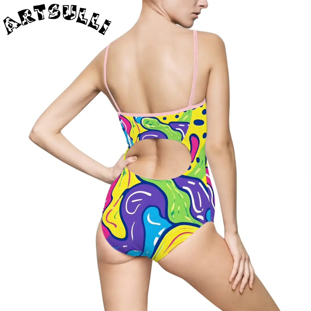 JAKKOUTTHEBXX Colorful Abstract Print One-Piece Swimsuit 2025