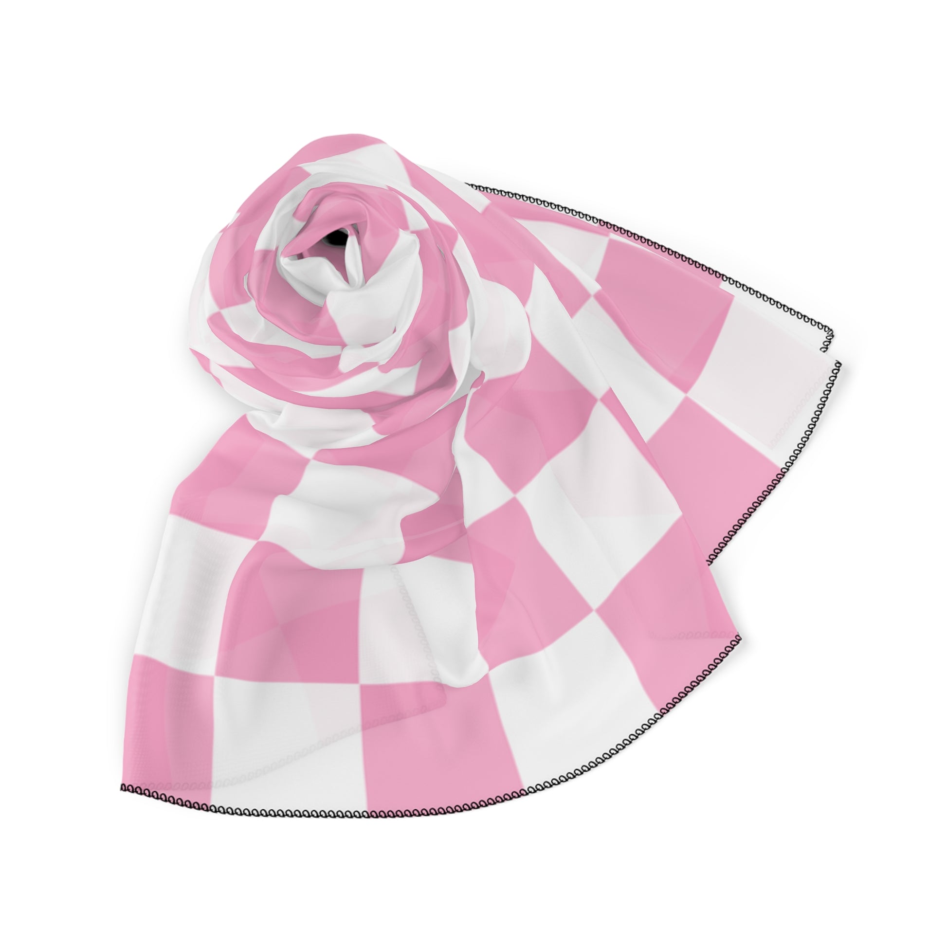 Checkerboard Hot Pink and White Poly Scarf, Artsulli - Art is Long, Life is Short, Accessories, , , , , , , 