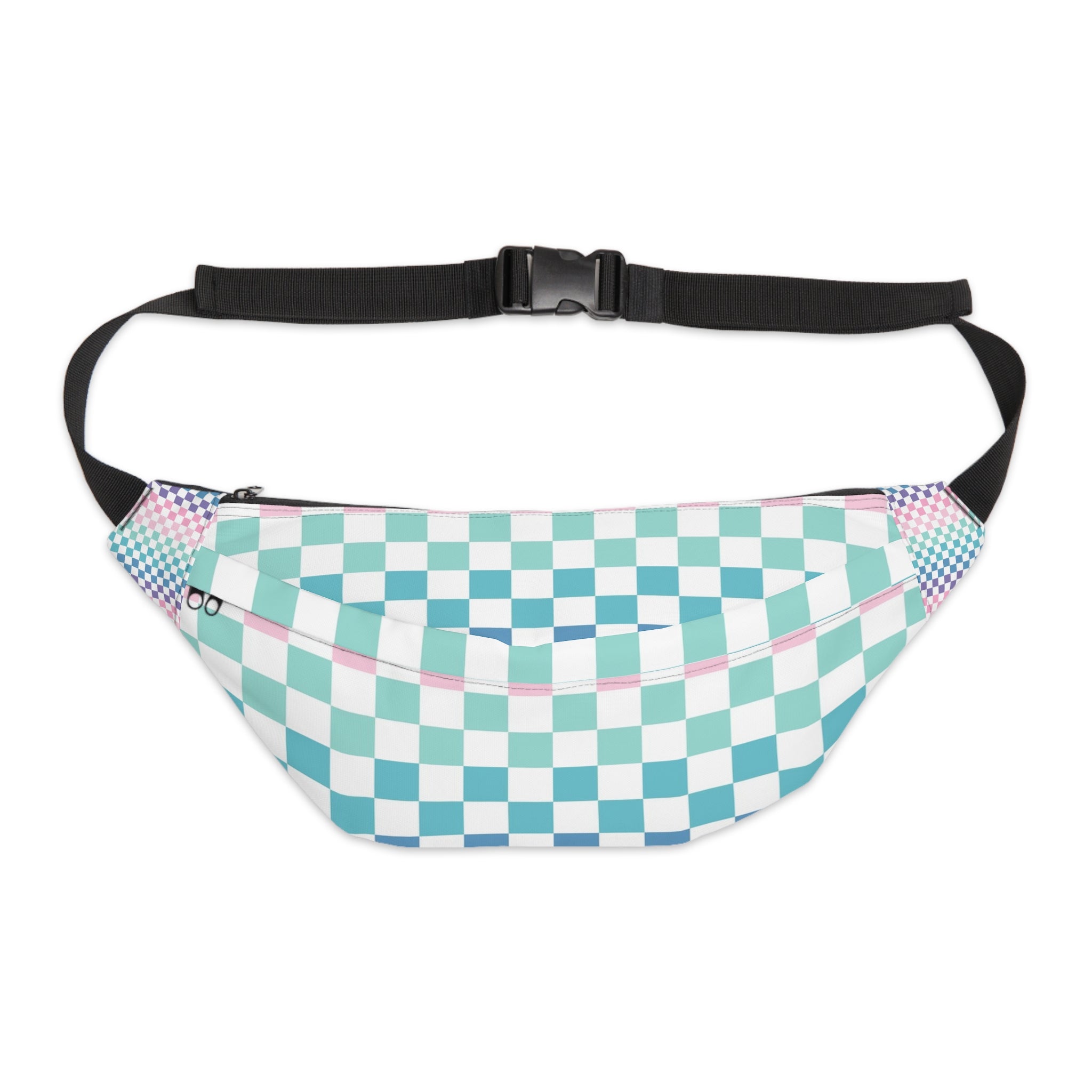 Vaporwave Rainbow  Checkerboard Multi-Color Large Fanny Pack, Artsulli - Art is Long, Life is Short, Bags, Size, 8" × 9" × 4'', , , , , 28695359587477374616