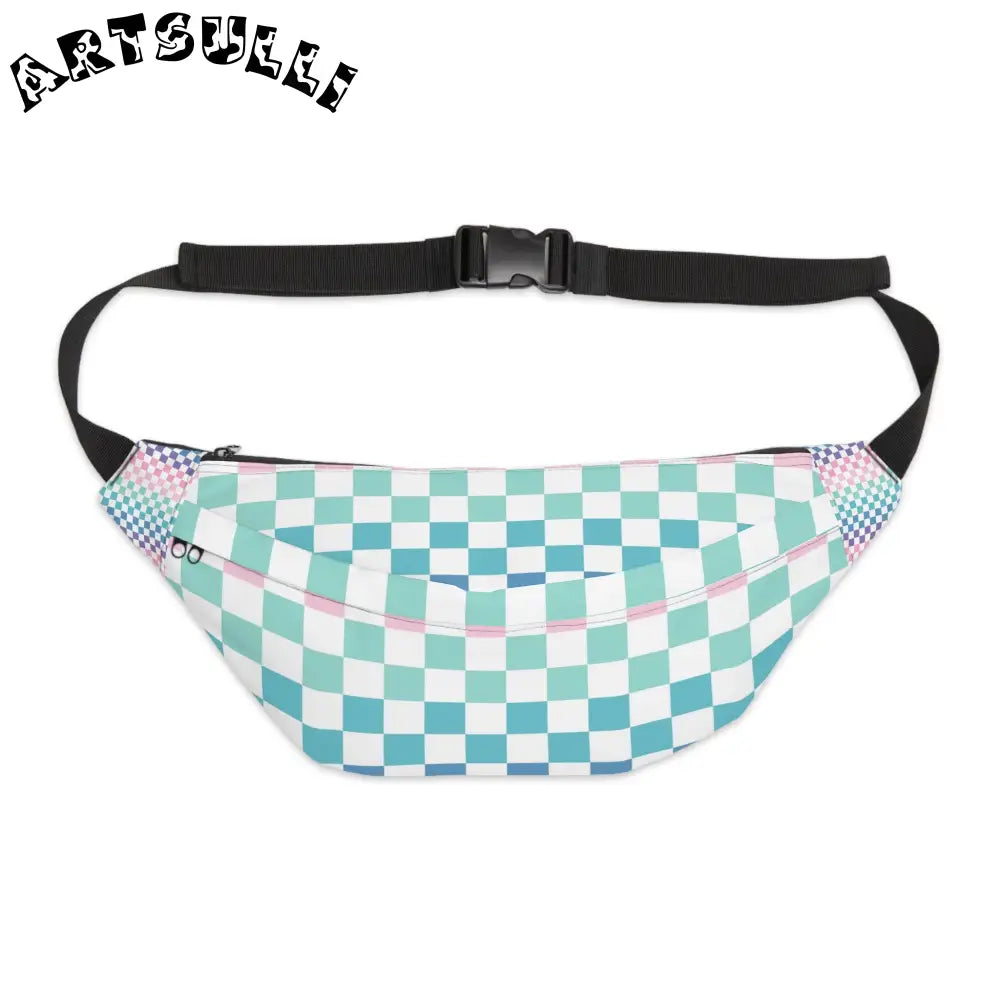 JAKKOUTTHEBXX Vaporwave Rainbow Checkerboard Multi-Color Large Fanny