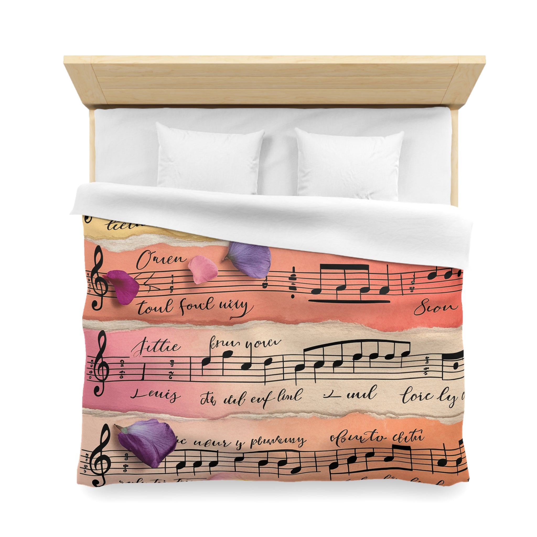 Torn Type Beat Sheet Music Multi-Color Microfiber Duvet Cover, Artsulli - Art is Long, Life is Short, Home Decor, , , , , , , 