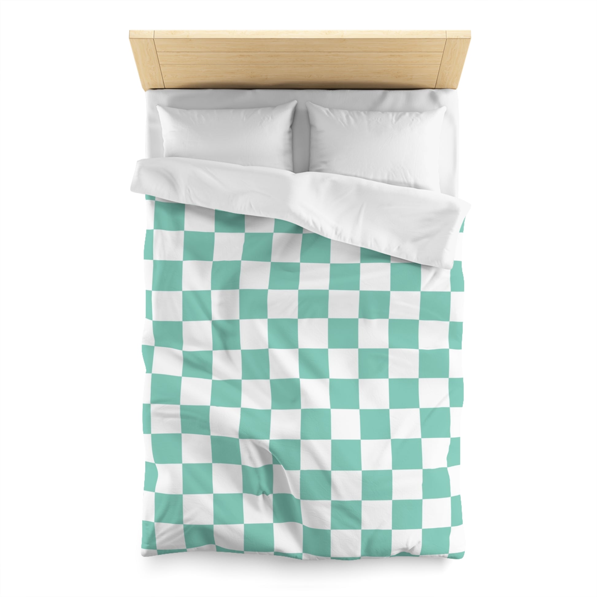 Checkerboard Light Green Microfiber Duvet Cover, Artsulli - Art is Long, Life is Short, Home Decor, , , , , , , 