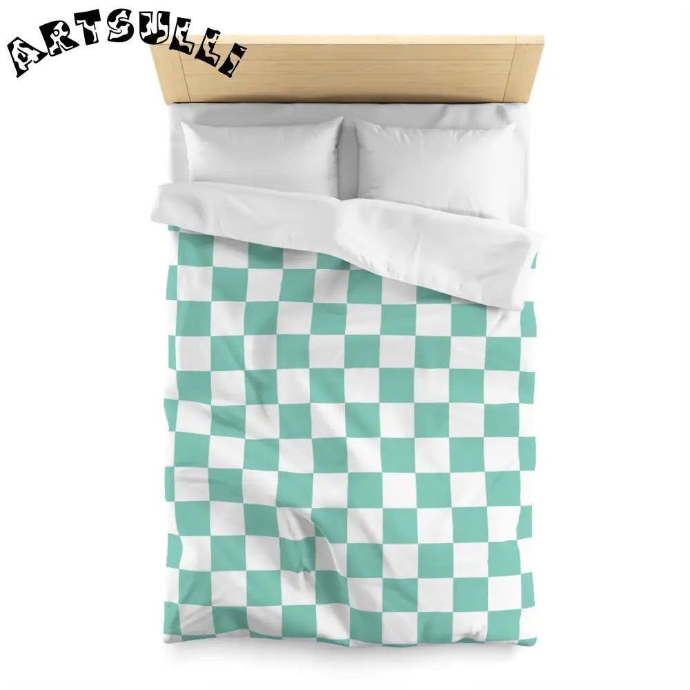 JAKKOUTTHEBXX Checkerboard Light Green Microfiber Duvet Cover