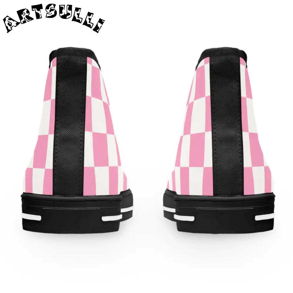 JAKKOUTTHEBXX Checkerboard Hot Pink and White Women’s High Top