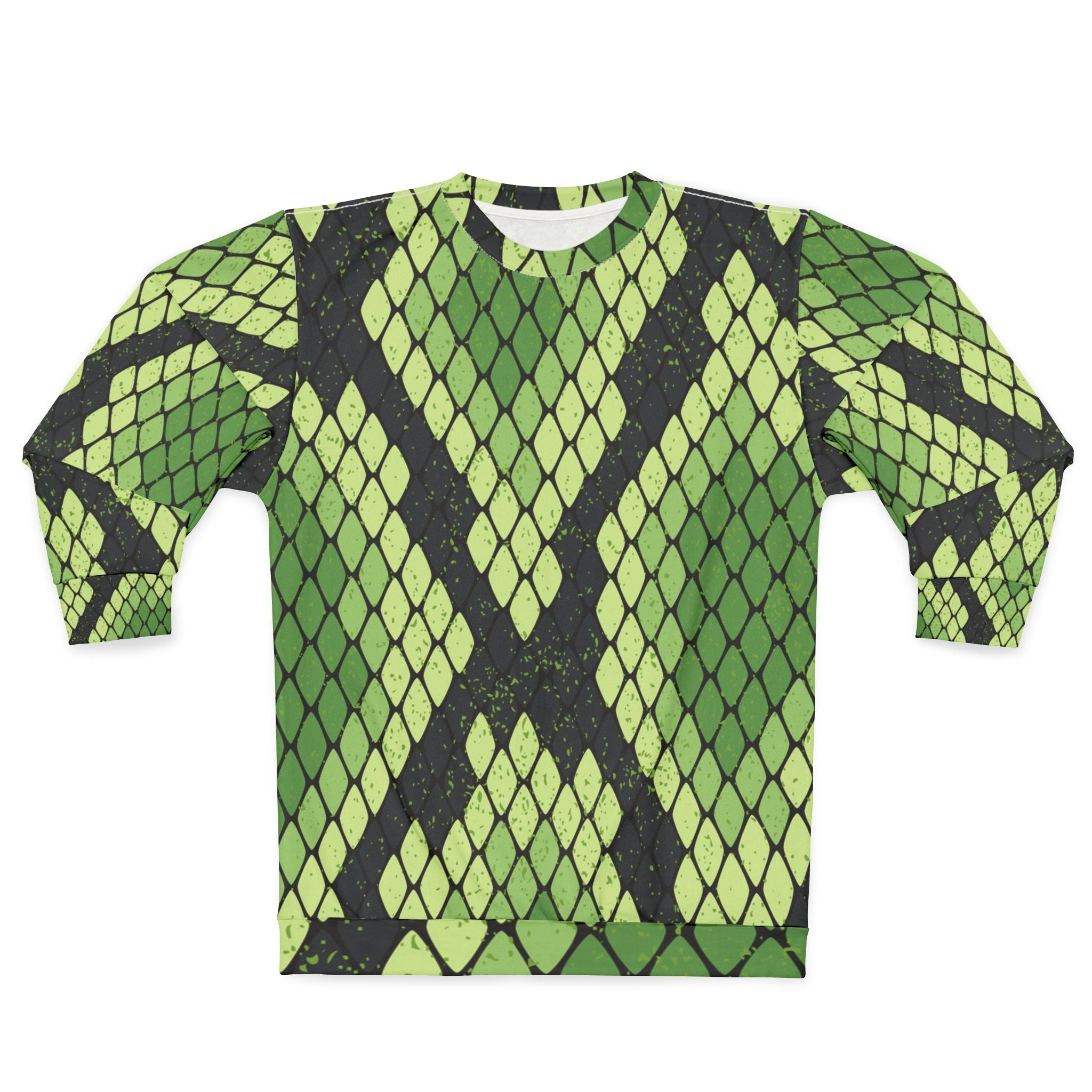 Snake Skin Green and Black Unisex Sweatshirt (AOP), Artsulli - Art is Long, Life is Short, All Over Prints, Size, XS, , , , , 11244467319768