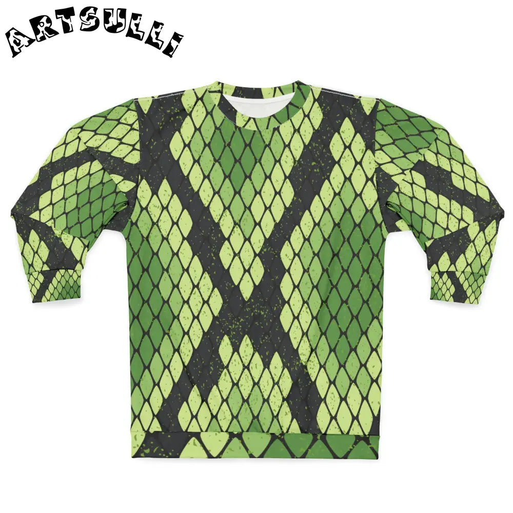 JAKKOUTTHEBXX Snake Skin Green and Black Unisex Sweatshirt (AOP)