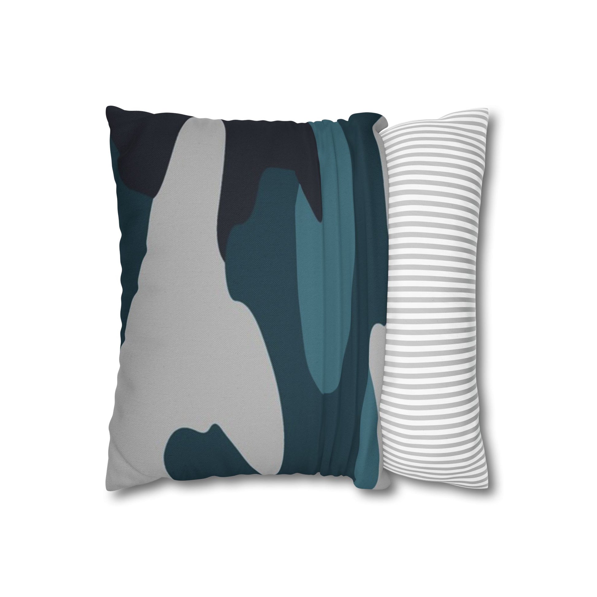 Blue Camouflage Spun Polyester Square Pillowcase, Artsulli - Art is Long, Life is Short, Home Decor, , , , , , , 