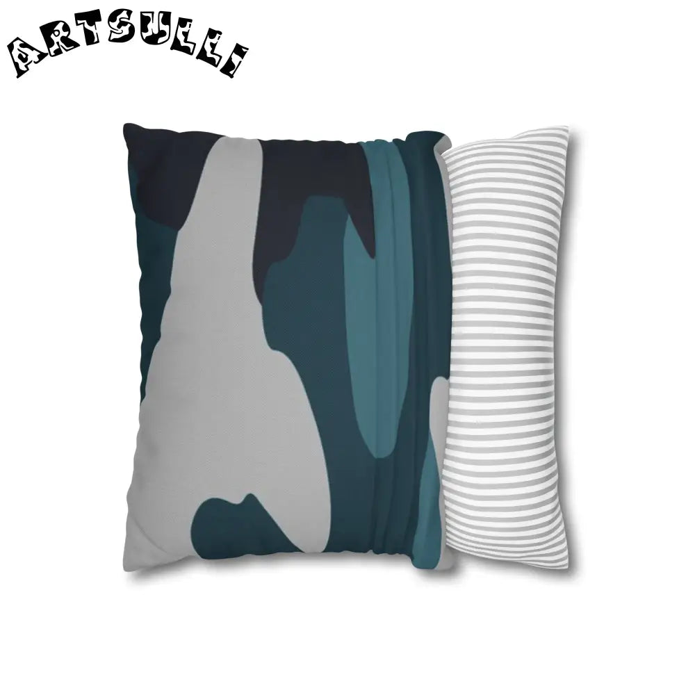 JAKKOUTTHEBXX Blue Camouflage Spun Polyester Square Pillowcase