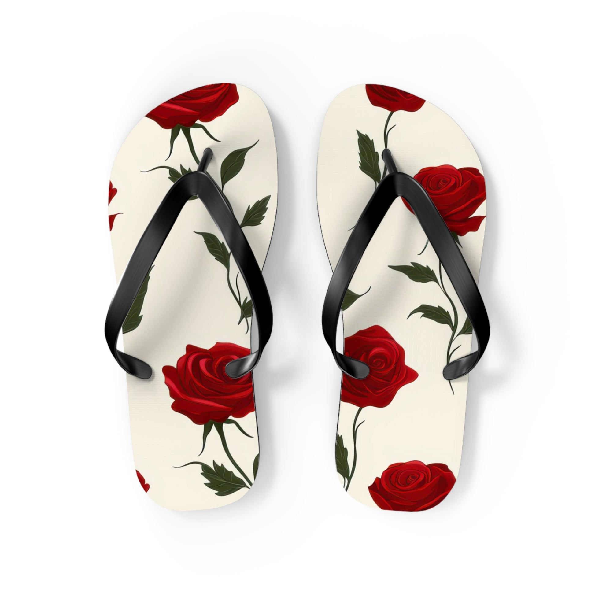 Red Roses Flip Flops, Artsulli - Art is Long, Life is Short, Shoes, Size, M, Color, Black sole, , , 10466483448415