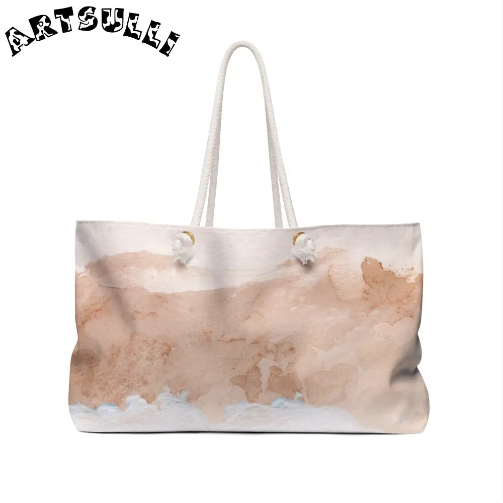 JAKKOUTTHEBXX Turquoise Watercolor Wave Weekender Tote JAKKOUTTHEBXX