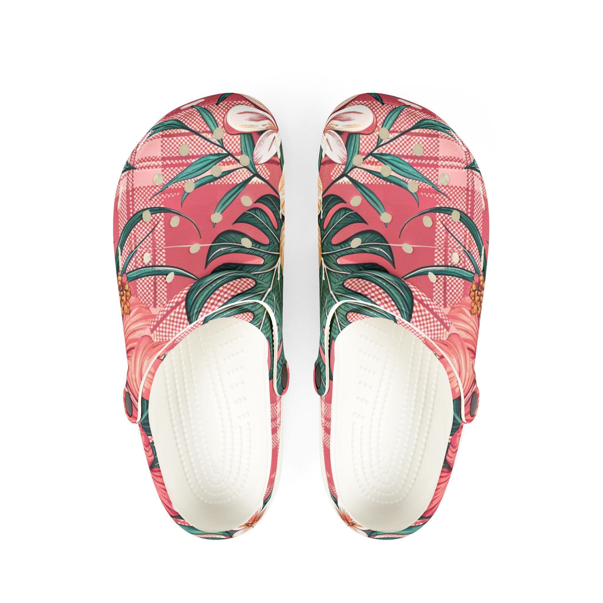 Plaid x Floral Red and GreenEVA Foam Rubber Shoes (AOP), Artsulli - Art is Long, Life is Short, Shoes, Size, US 6 (Women's), Color, White, , , 96409997875185
