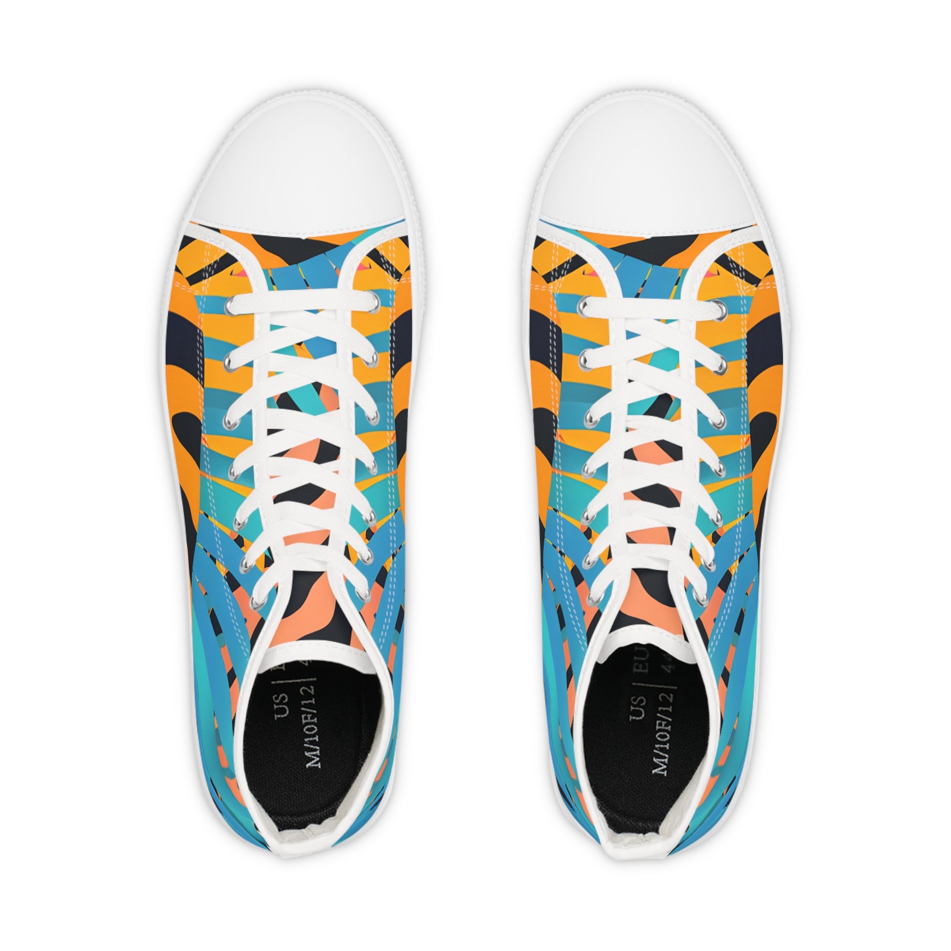 Palm Leaves x Tiger Stripes III Orange and Blue Men's High Top Sneakers, Artsulli - Art is Long, Life is Short, Shoes, , , , , , , 