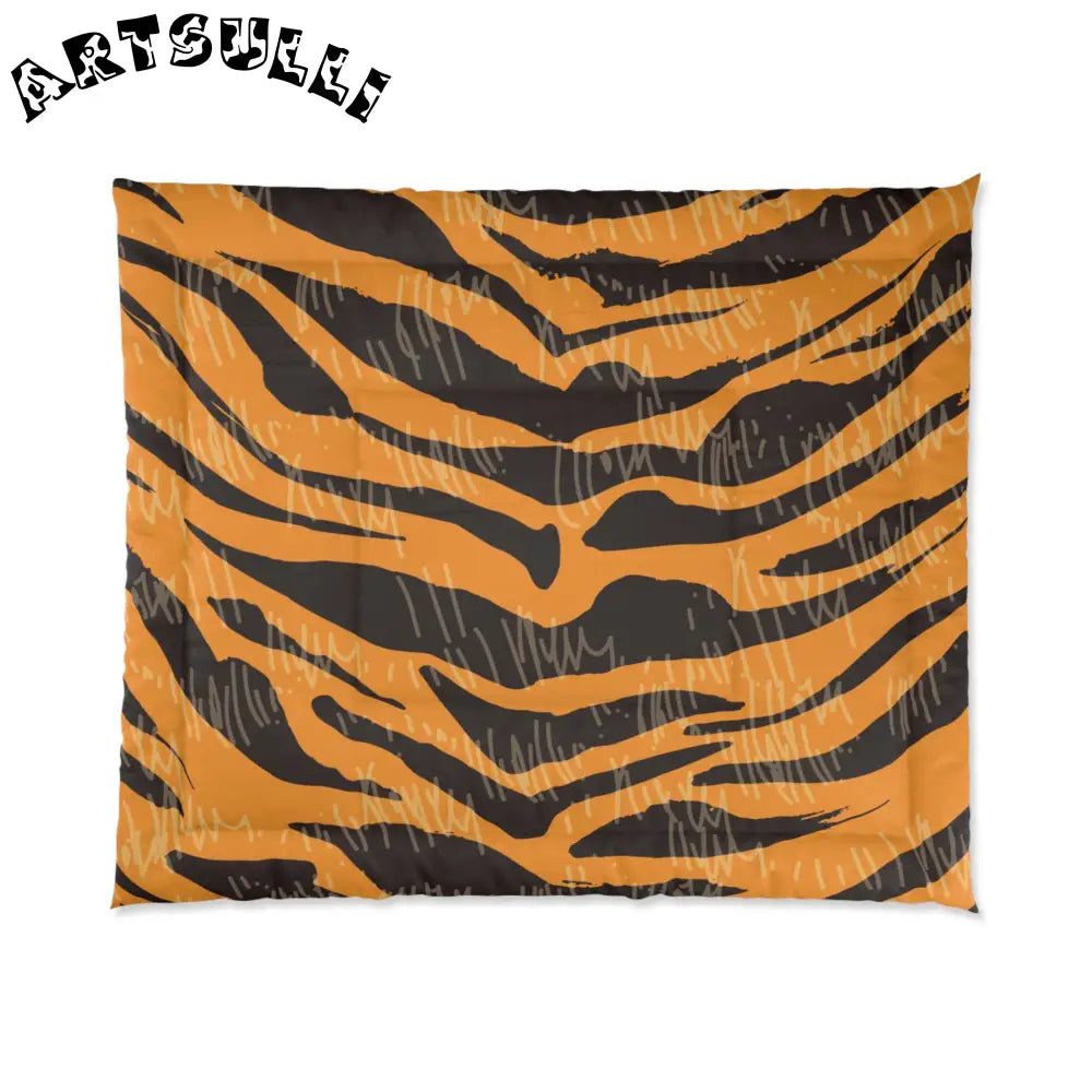 JAKKOUTTHEBXX Tiger Scratches Orange & Black Comforter JAKKOUTTHEBXX
