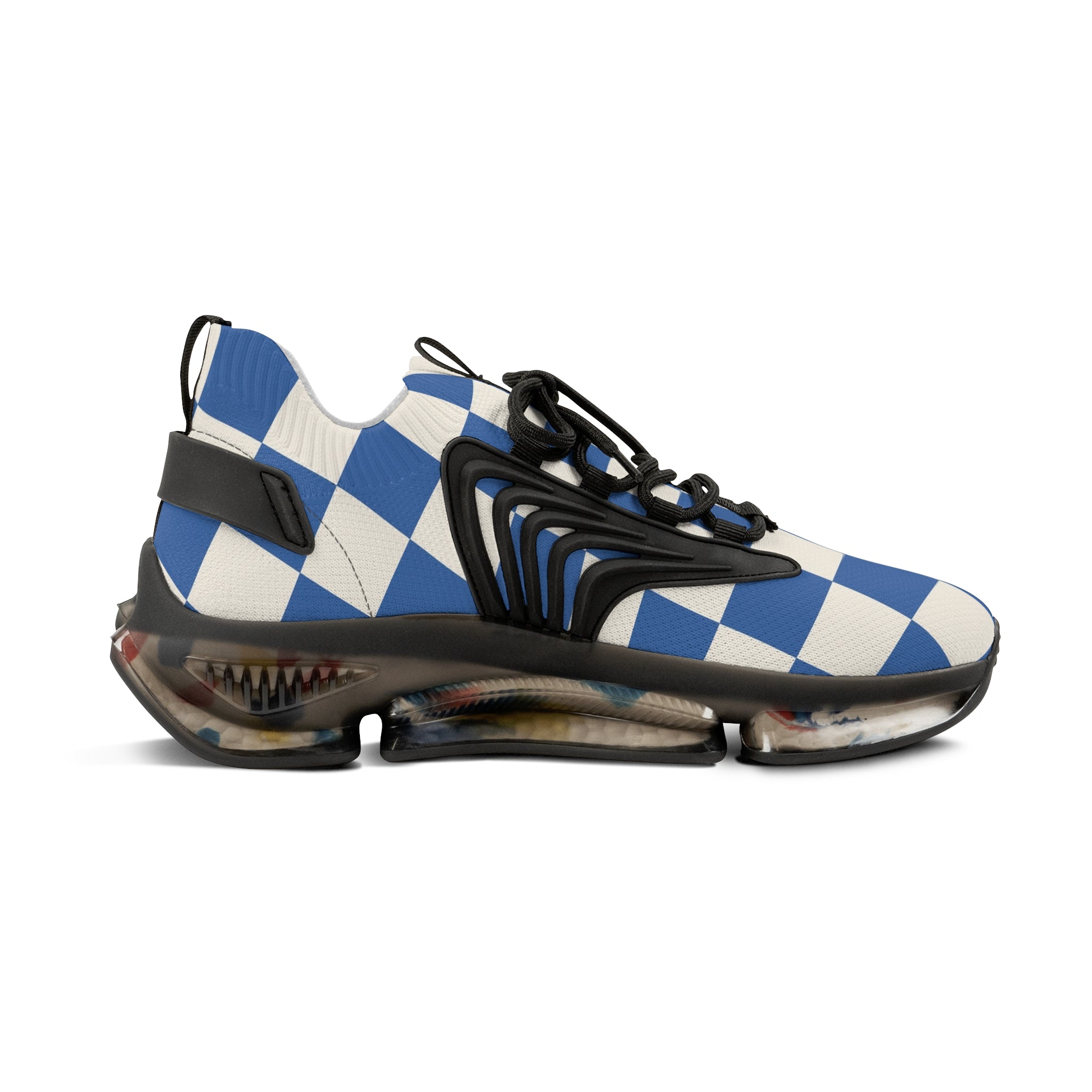 Checkerboard Blue Men's Mesh Sneakers, Artsulli - Art is Long, Life is Short, Shoes, , , , , , , 