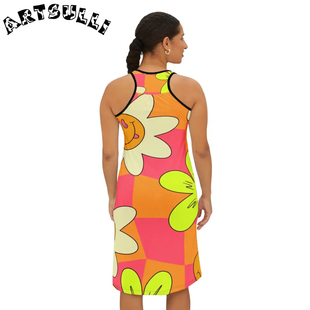JAKKOUTTHEBXX Trippy Sour Face Rave Women’s Racerback Dress (AOP)