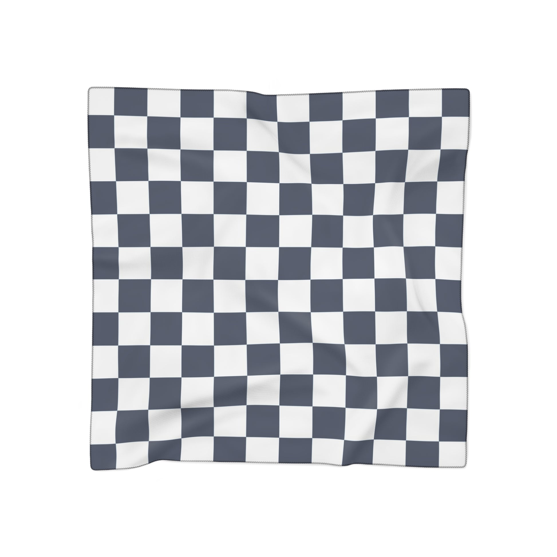 Checkerboard White and Navy Blue Poly Scarf, Artsulli - Art is Long, Life is Short, Accessories, Color, Poly voile, Size, 25" × 25", , , 32319310334538864196