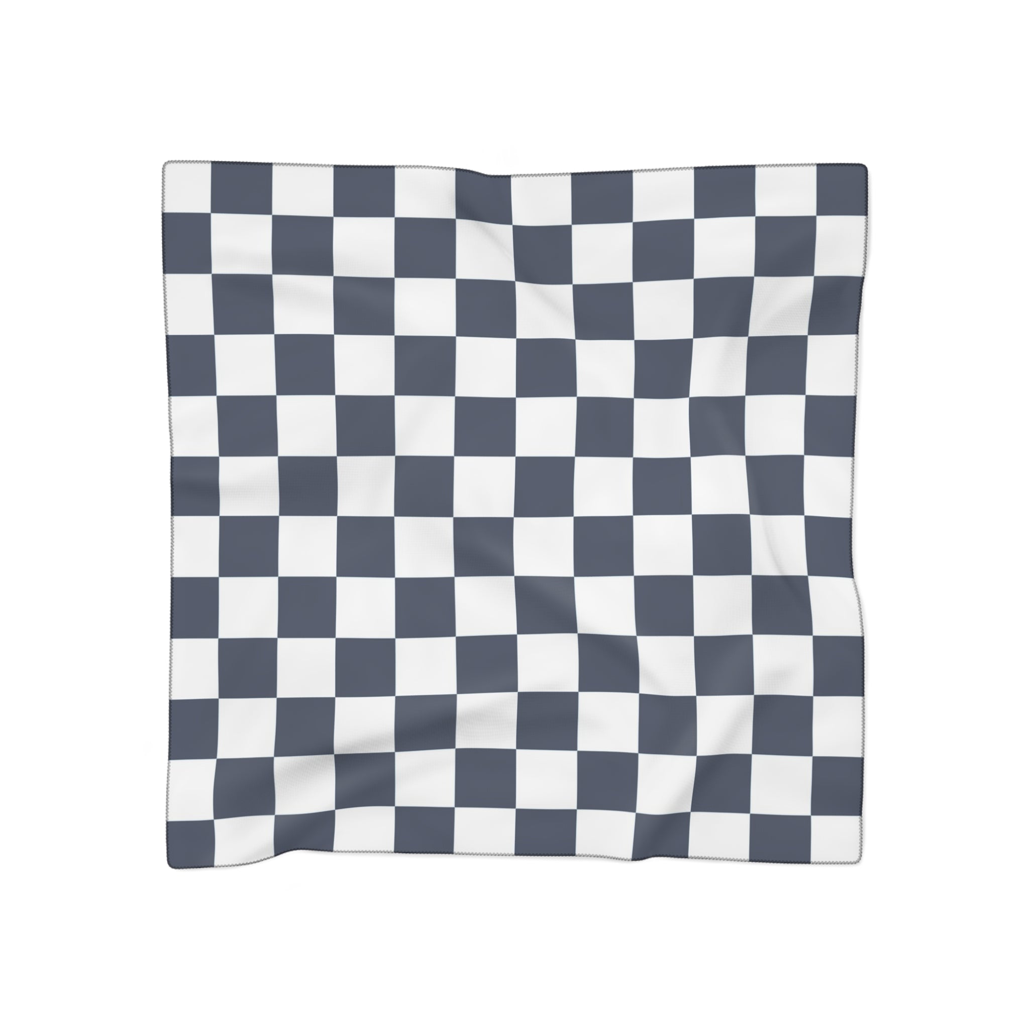 Checkerboard White and Navy Blue Poly Scarf, Artsulli - Art is Long, Life is Short, Accessories, Color, Poly chiffon, Size, 25" × 25", , , 59883189233386207656