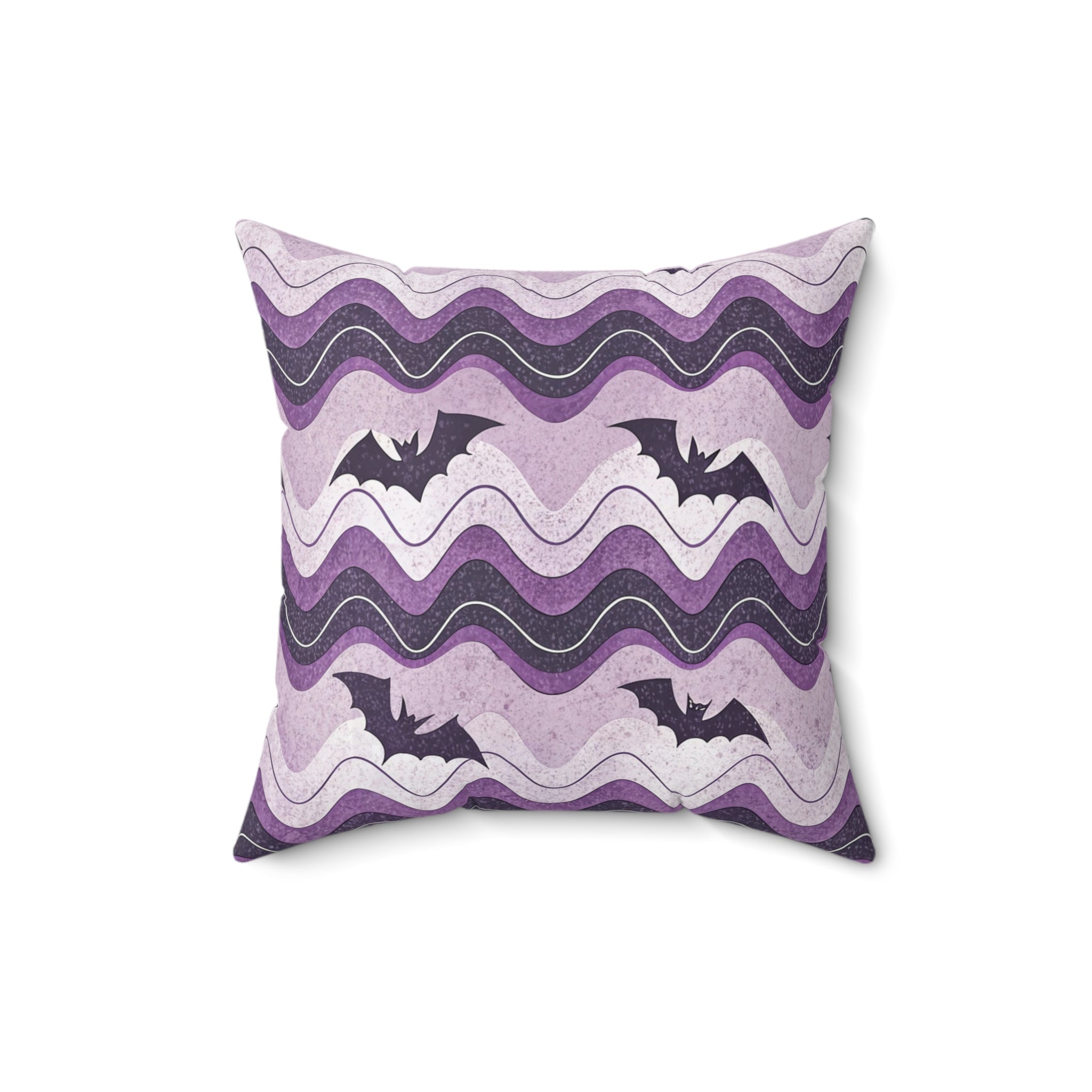 Bat Wave Spun Polyester Square Pillow, Artsulli - Art is Long, Life is Short, Home Decor, Size, 16" × 16", , , , , 44472345505085