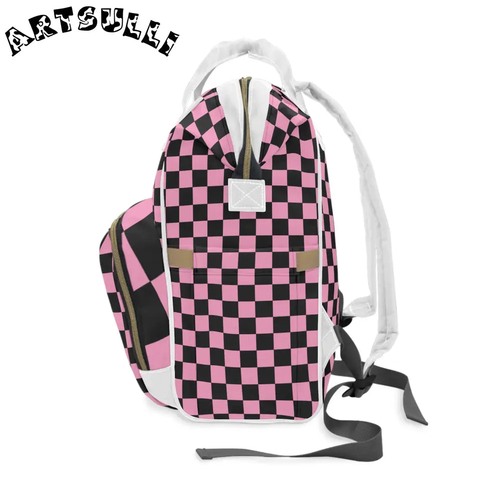 JAKKOUTTHEBXX Checkerboard Black and Pink Multifunctional Diaper