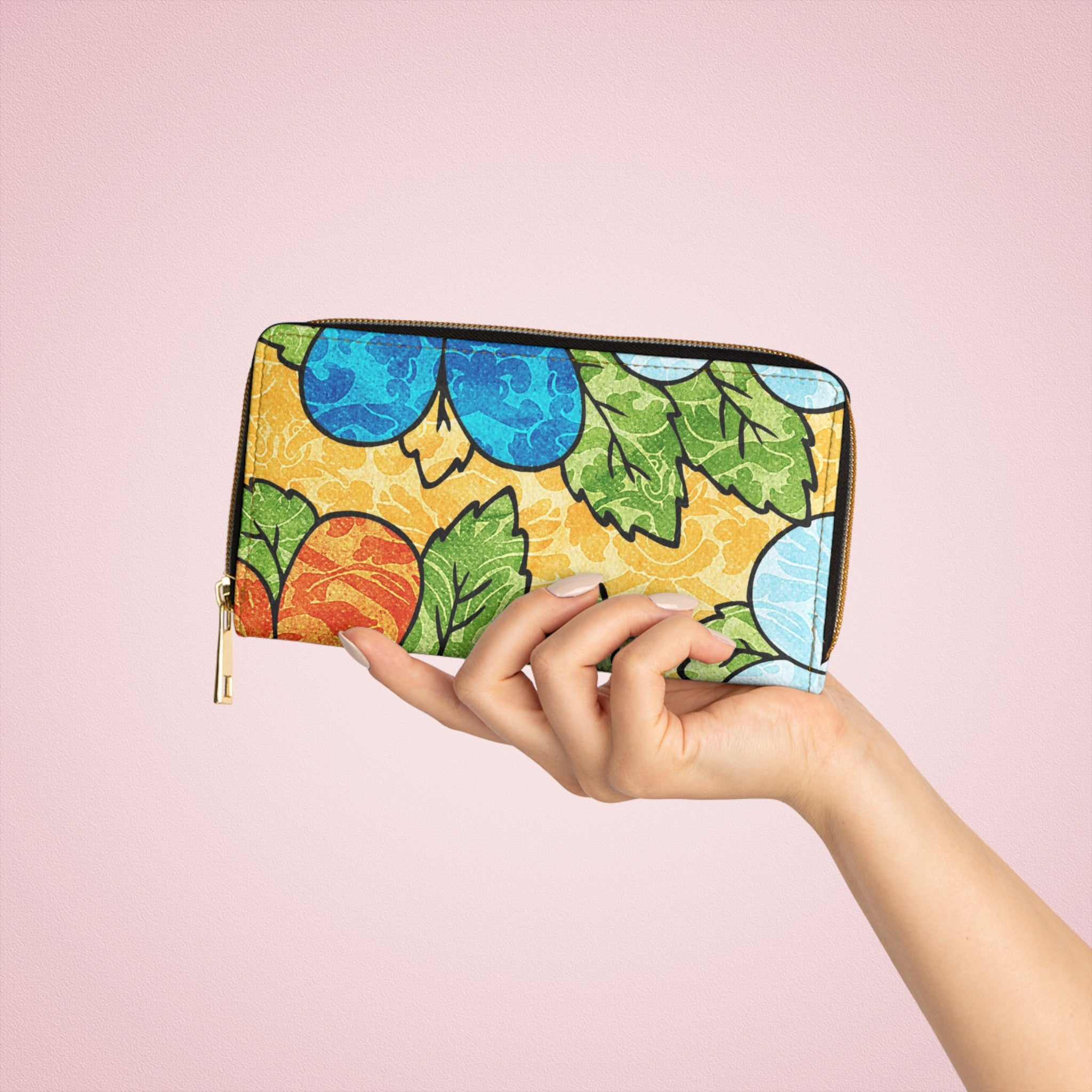 Groovy Yellow Floral Kl Zipper Wallet, Artsulli - Art is Long, Life is Short, Accessories, , , , , , , 