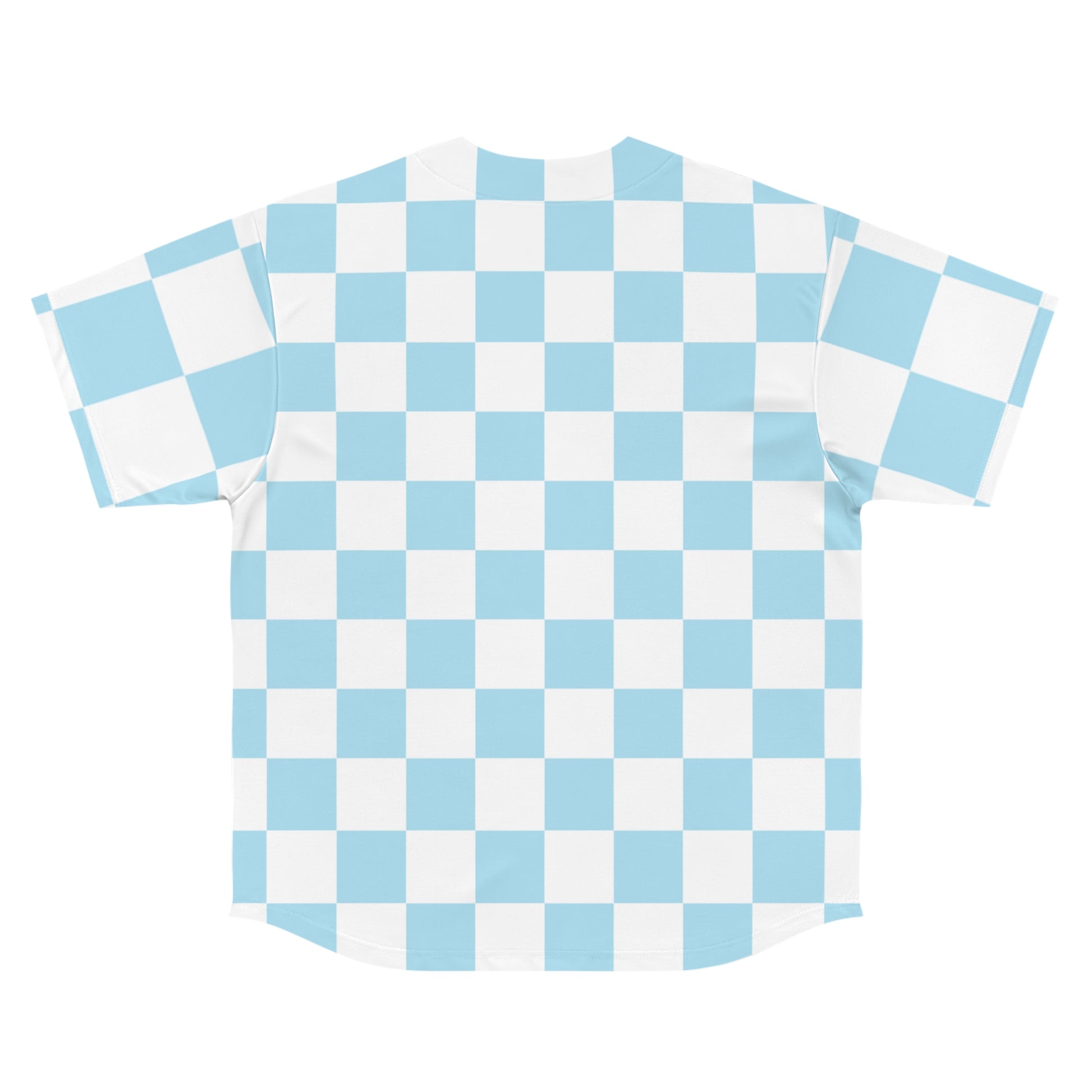 Checkerboard Sky Blue Men's Baseball Jersey (AOP), Artsulli - Art is Long, Life is Short, All Over Prints, , , , , , , 