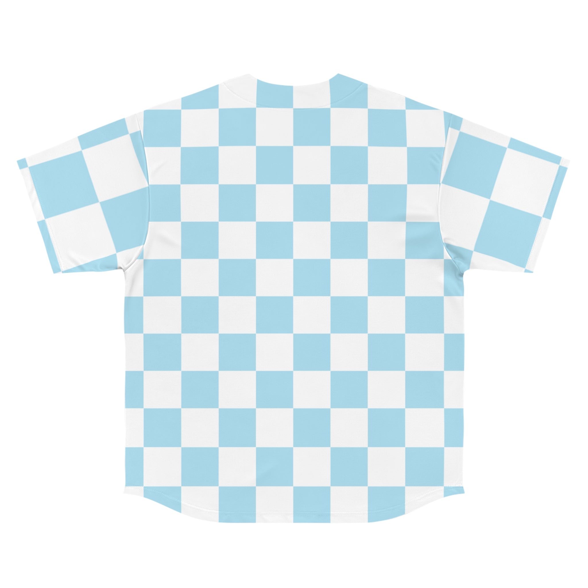 Checkerboard Sky Blue Men's Baseball Jersey (AOP), Artsulli - Art is Long, Life is Short, All Over Prints, , , , , , , 