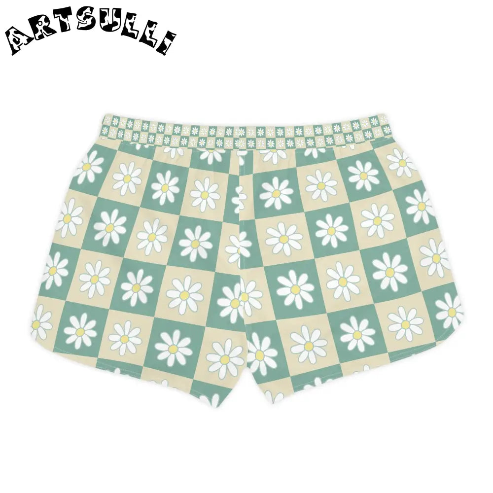 JAKKOUTTHEBXX Retro Daisy Grid Women’s Casual Shorts (AOP)
