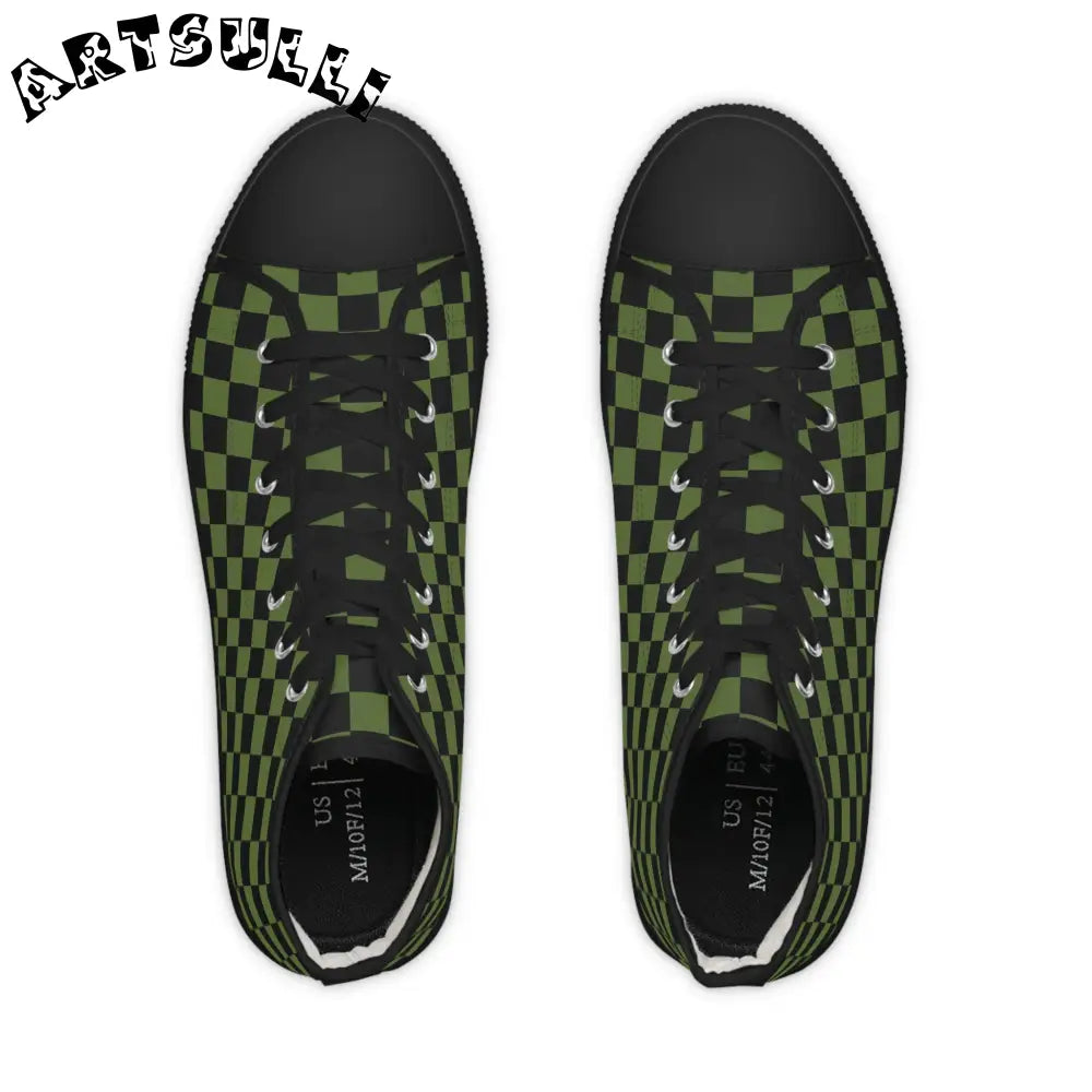 JAKKOUTTHEBXX Checkerboard II Olive Green and Black Men’s High Top