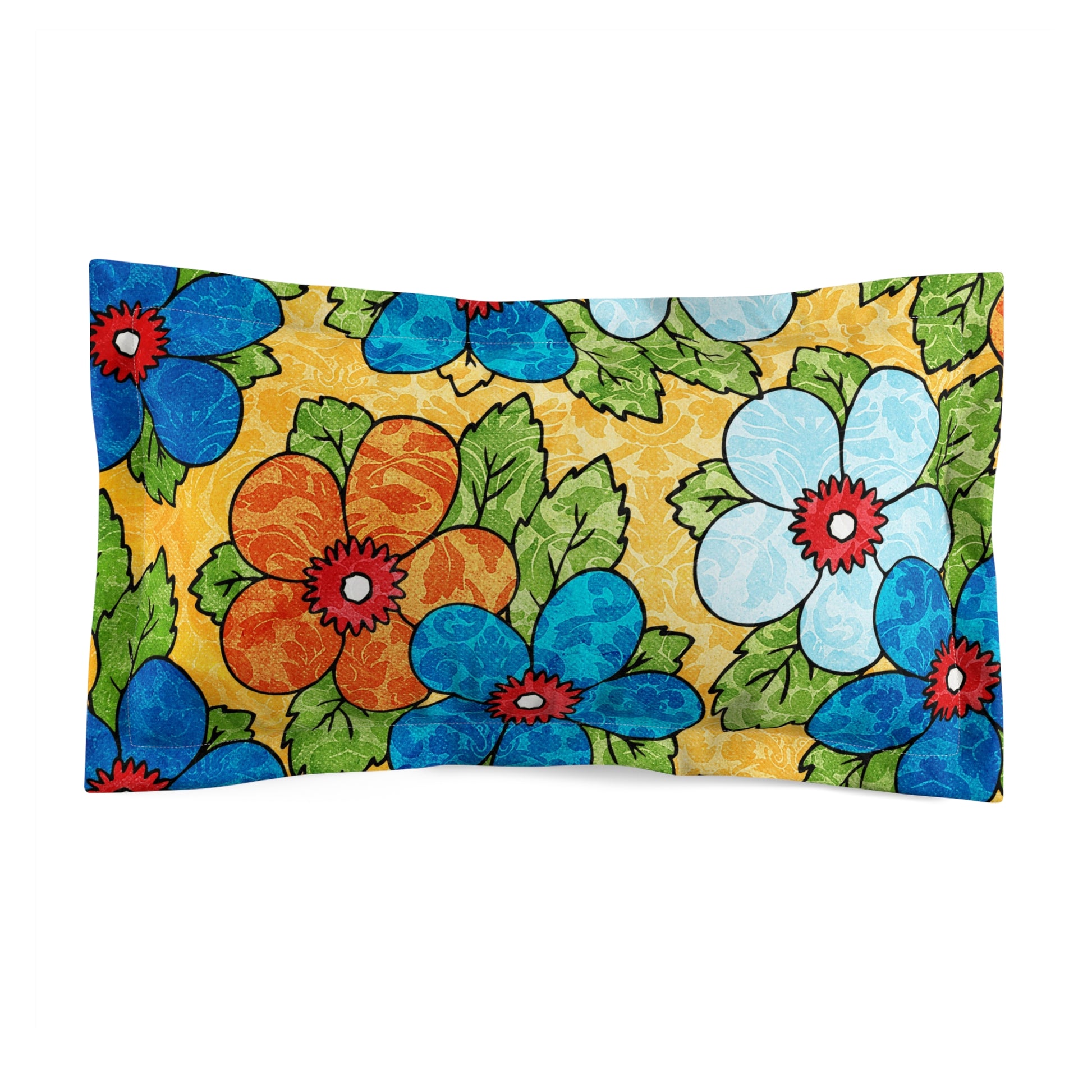 Groovy Yellow Floral Kl Microfiber Pillow Sham, Artsulli - Art is Long, Life is Short, Home Decor, Size, King, , , , , 34218936273871756293