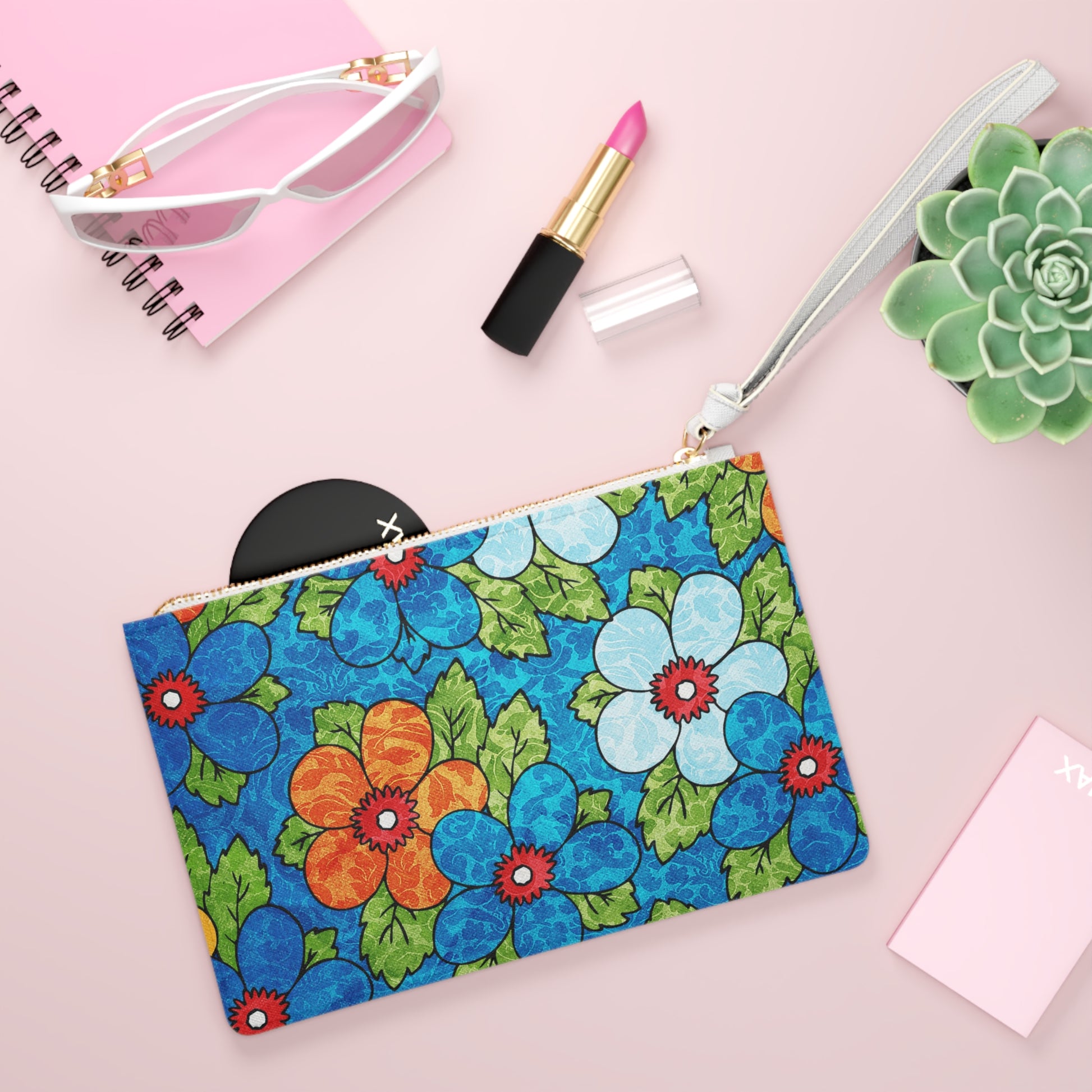 Blue Orange Groovy Clutch Bag, Artsulli - Art is Long, Life is Short, Bags, , , , , , , 