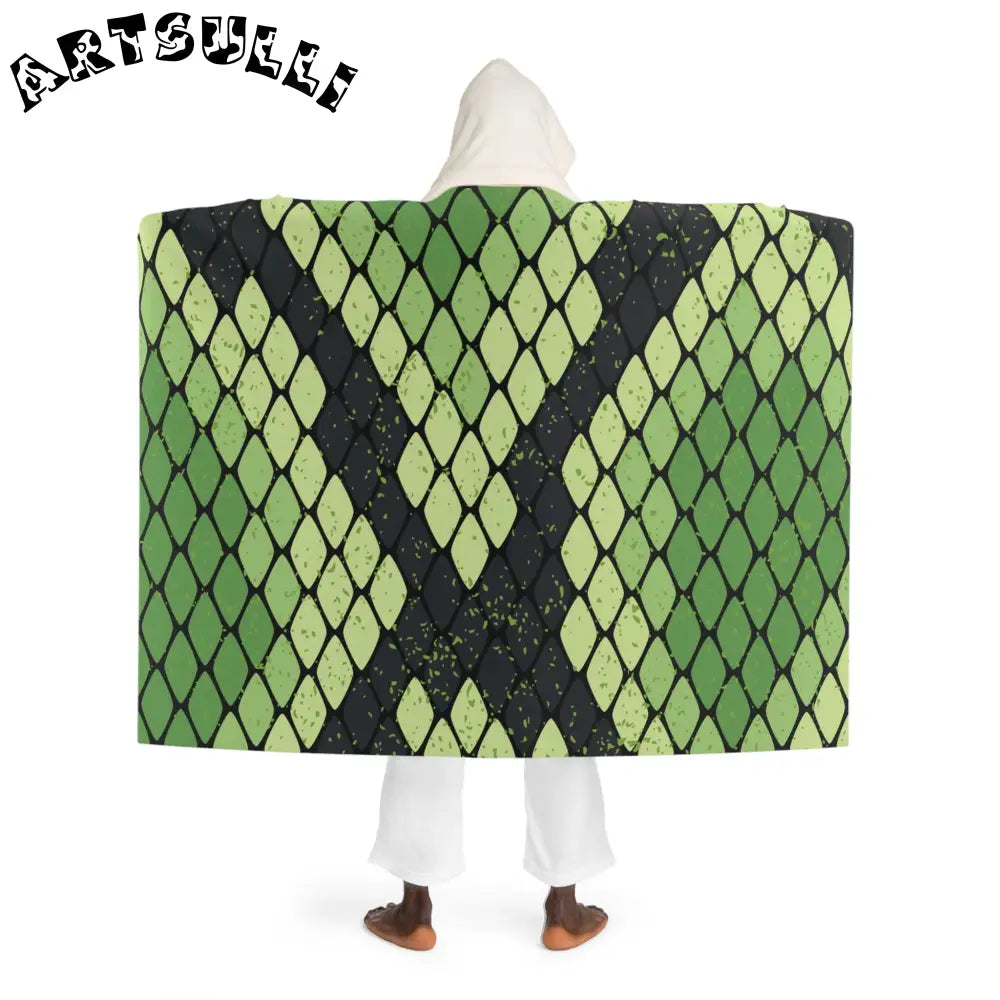JAKKOUTTHEBXX Snake Skin Green and Black Hooded Sherpa Fleece