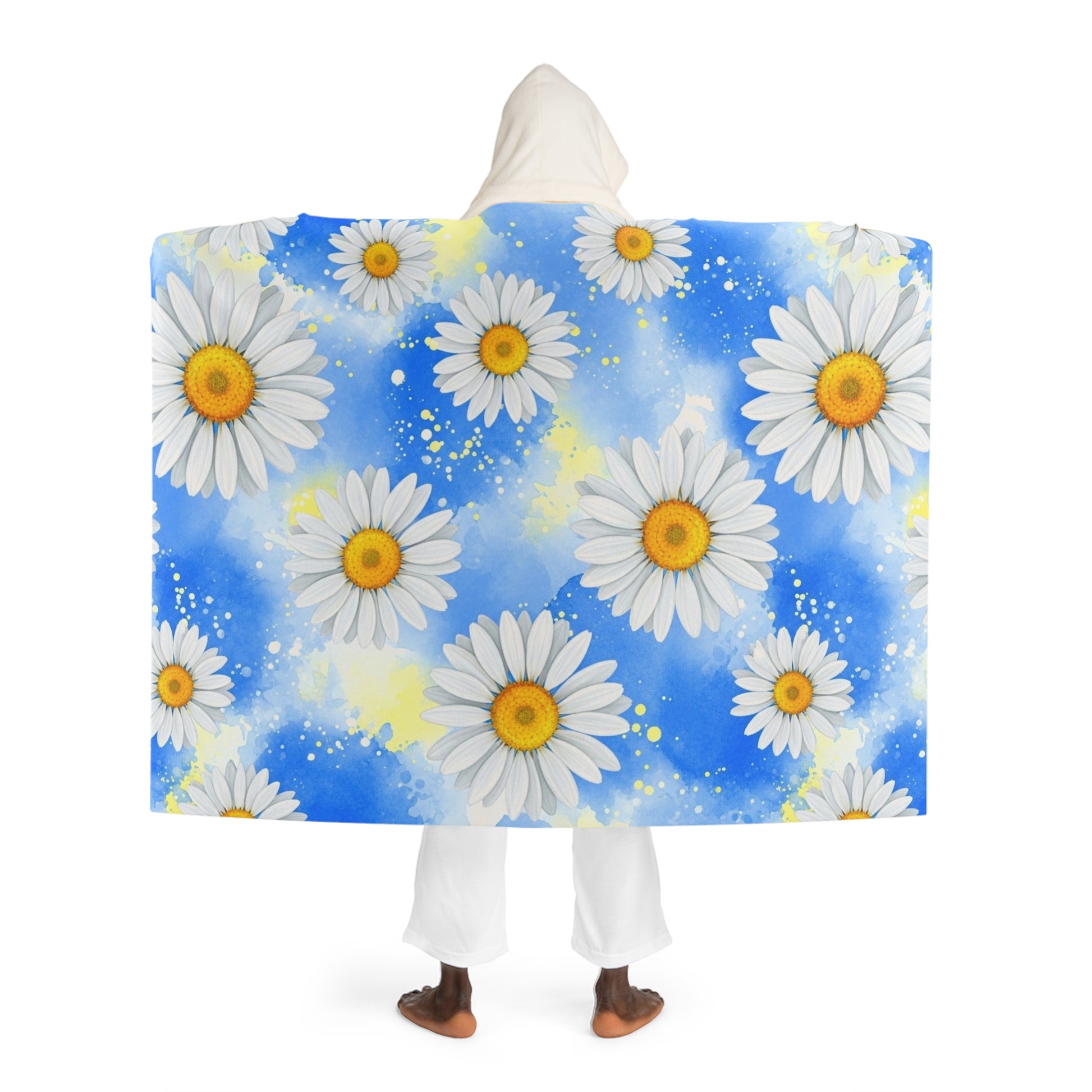 Daisies Hooded Sherpa Fleece Blanket, Artsulli - Art is Long, Life is Short, All Over Prints, , , , , , , 