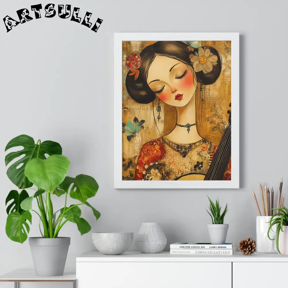 JAKKOUTTHEBXX Stylized Woman Musician Wood-Framed Poster 2025