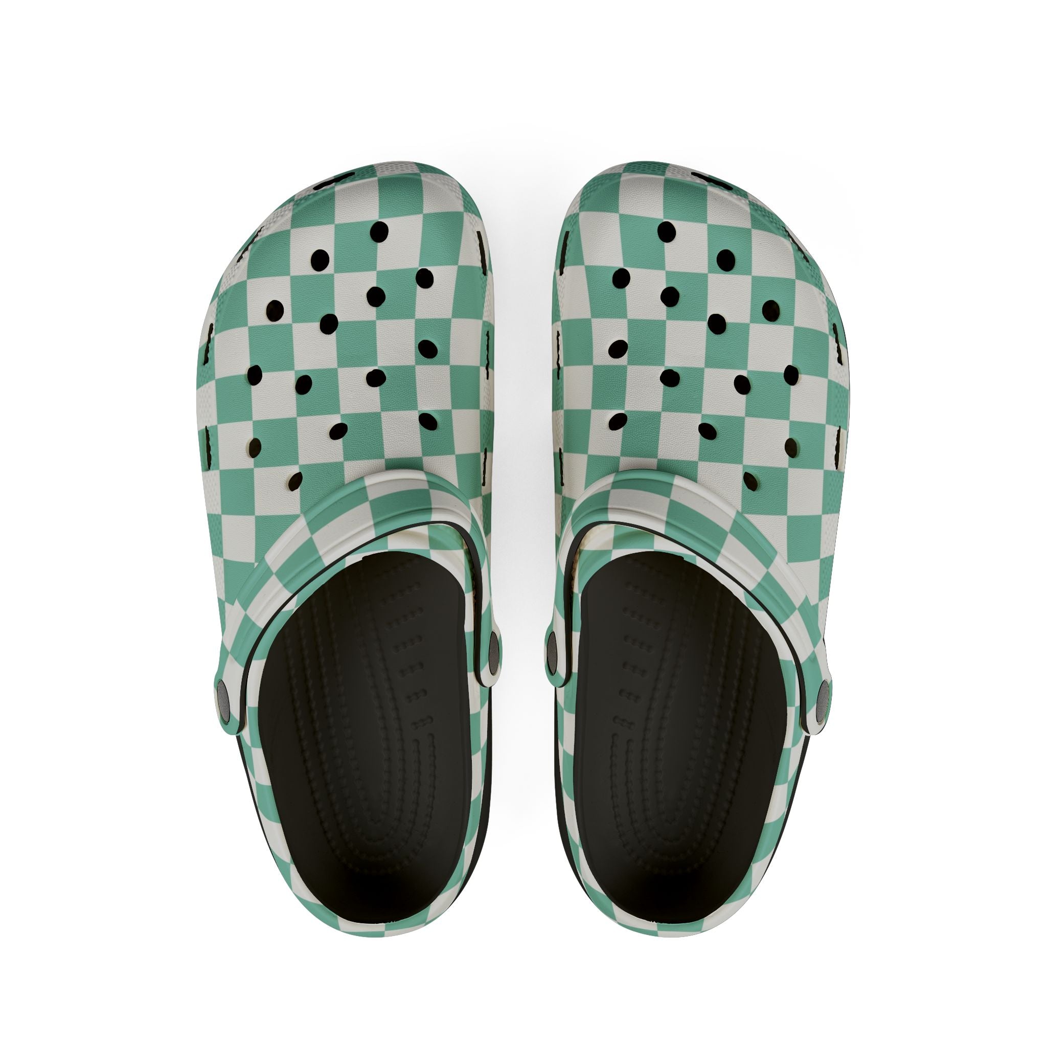 Checkerboard Light Green EVA Foam Rubber Shoes (AOP), Artsulli - Art is Long, Life is Short, Shoes, Size, US 6 (Women's), Color, Black, , , 11933531502939358117