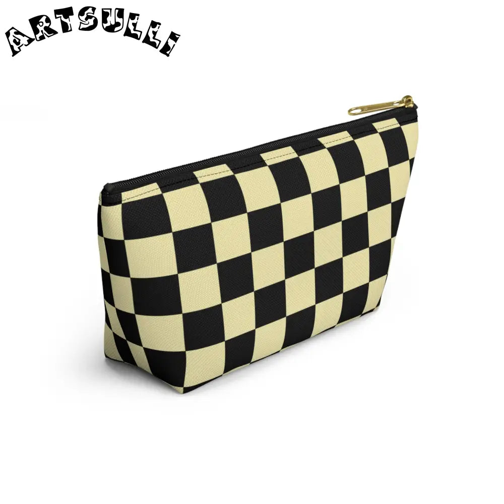 JAKKOUTTHEBXX Checkerboard Black and Yellow Accessory Pouch w