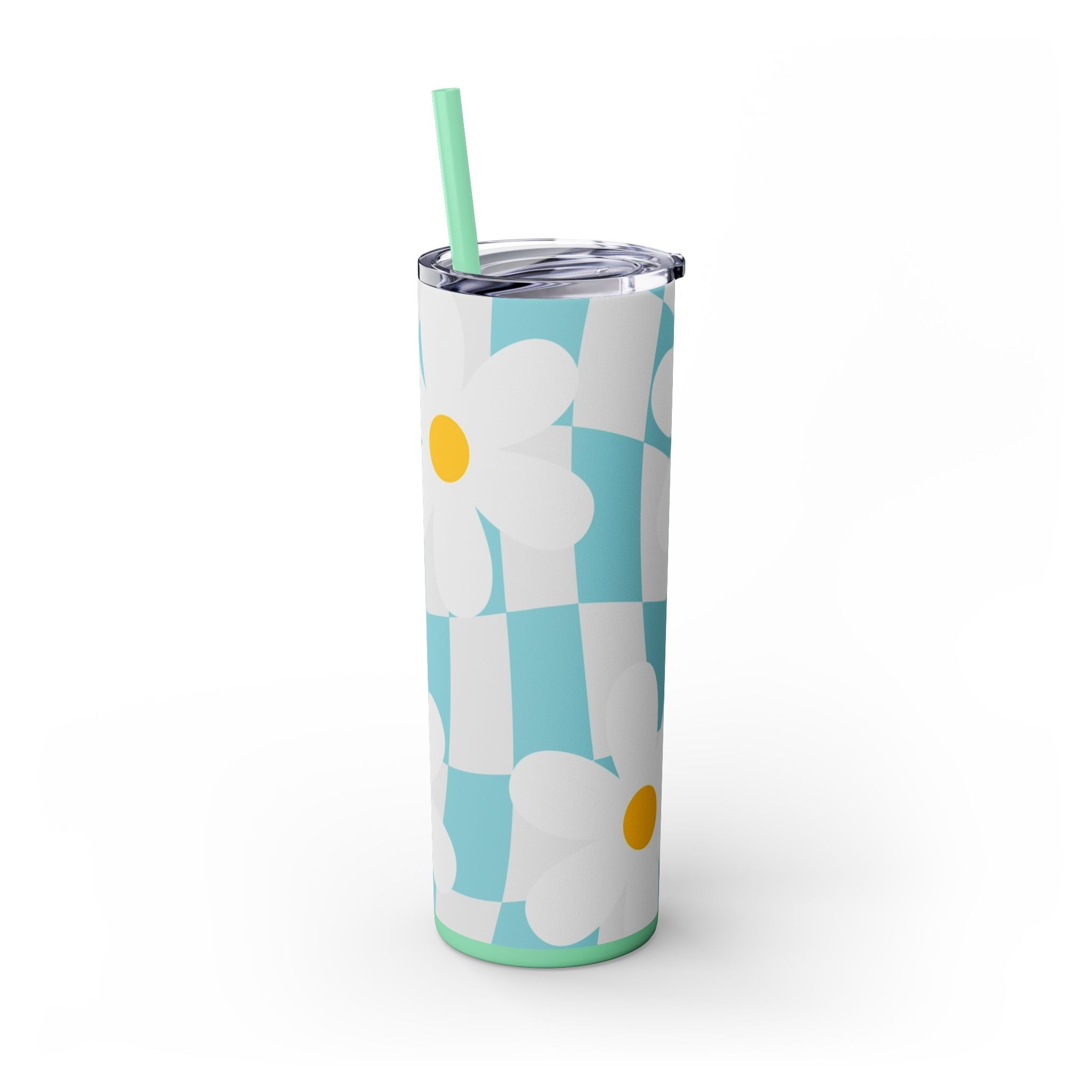 Trippy Check Garden Skinny Tumbler with Straw, 20oz, Artsulli - Art is Long, Life is Short, Mug, , , , , , , 