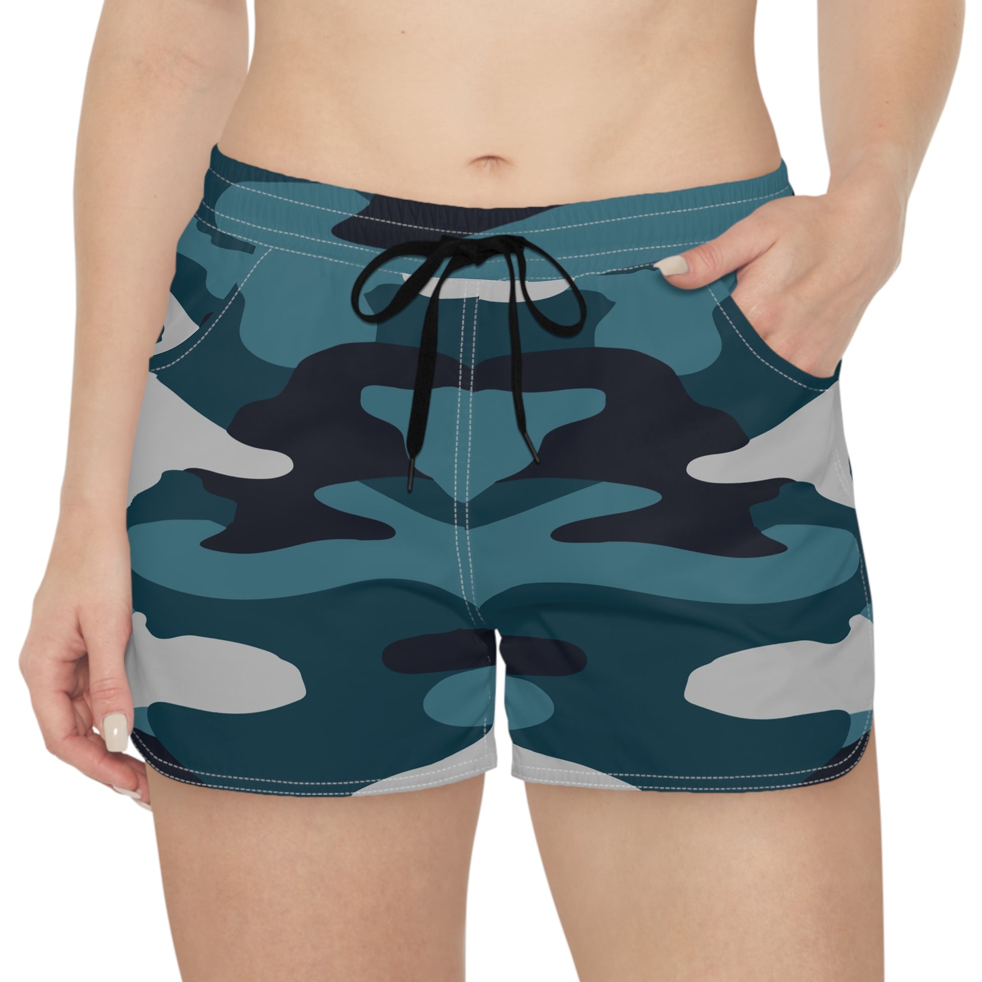 Blue Camouflage Women's Casual Shorts (AOP), Artsulli - Art is Long, Life is Short, All Over Prints, , , , , , , 