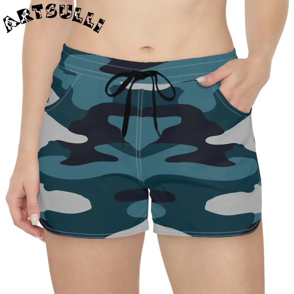 JAKKOUTTHEBXX Blue Camouflage Women’s Casual Shorts (AOP)
